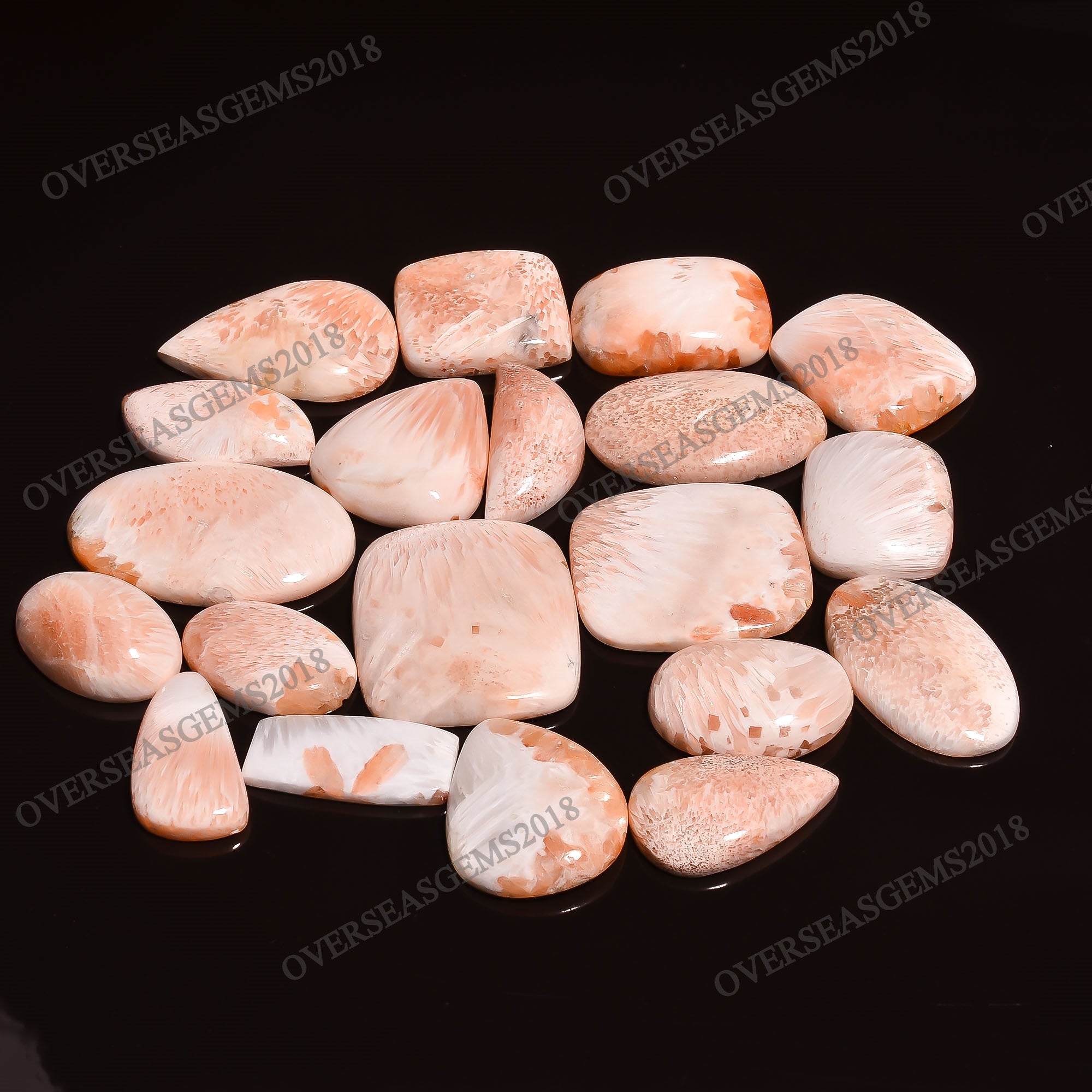 Pink Scolecite Gemstone Cabochon Lot: AAA Quality Healing Crystals Loose |Gemstone