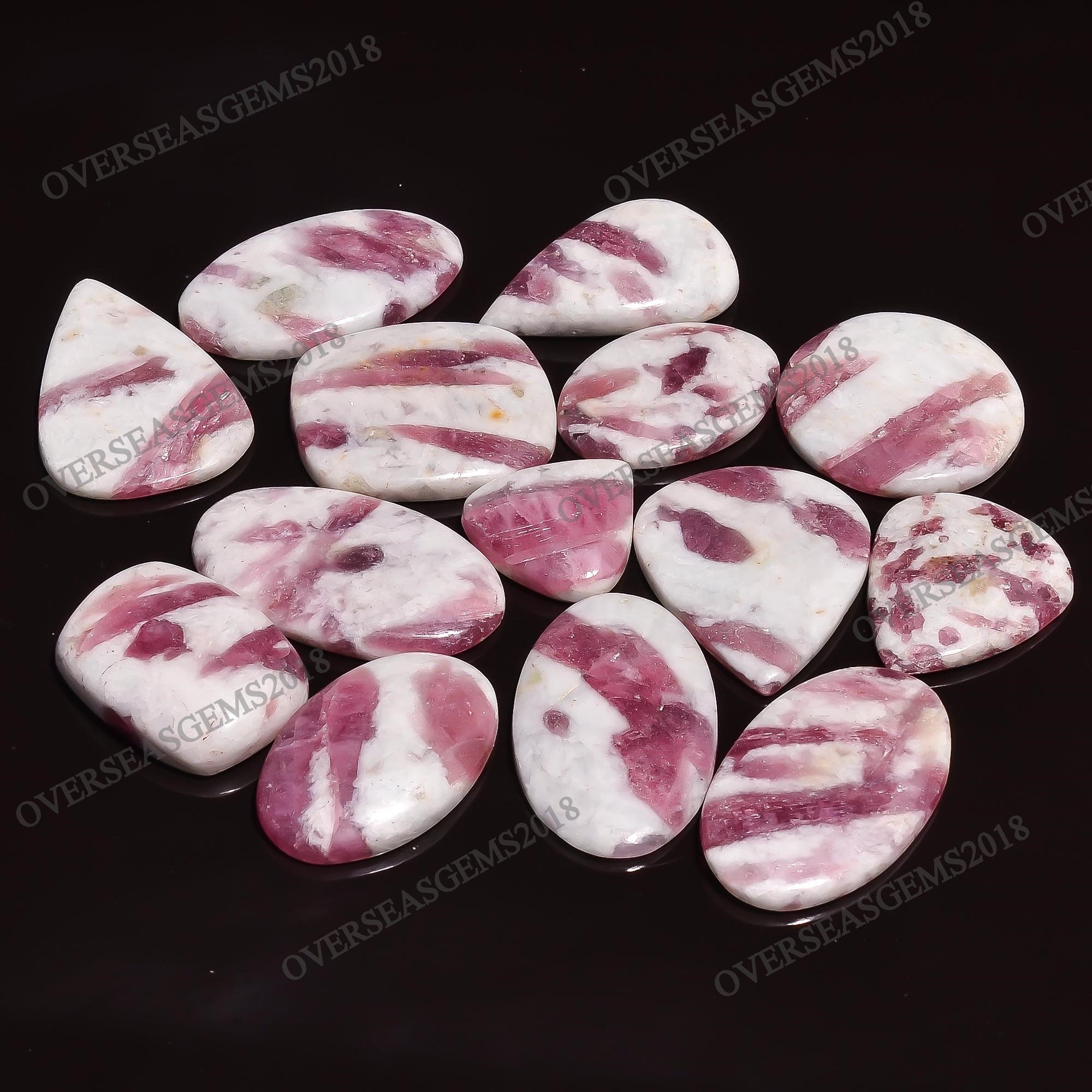 Pink Tourmaline Quartz Gemstone, Natural Quartz Cabochon Mix Shape. - image 2