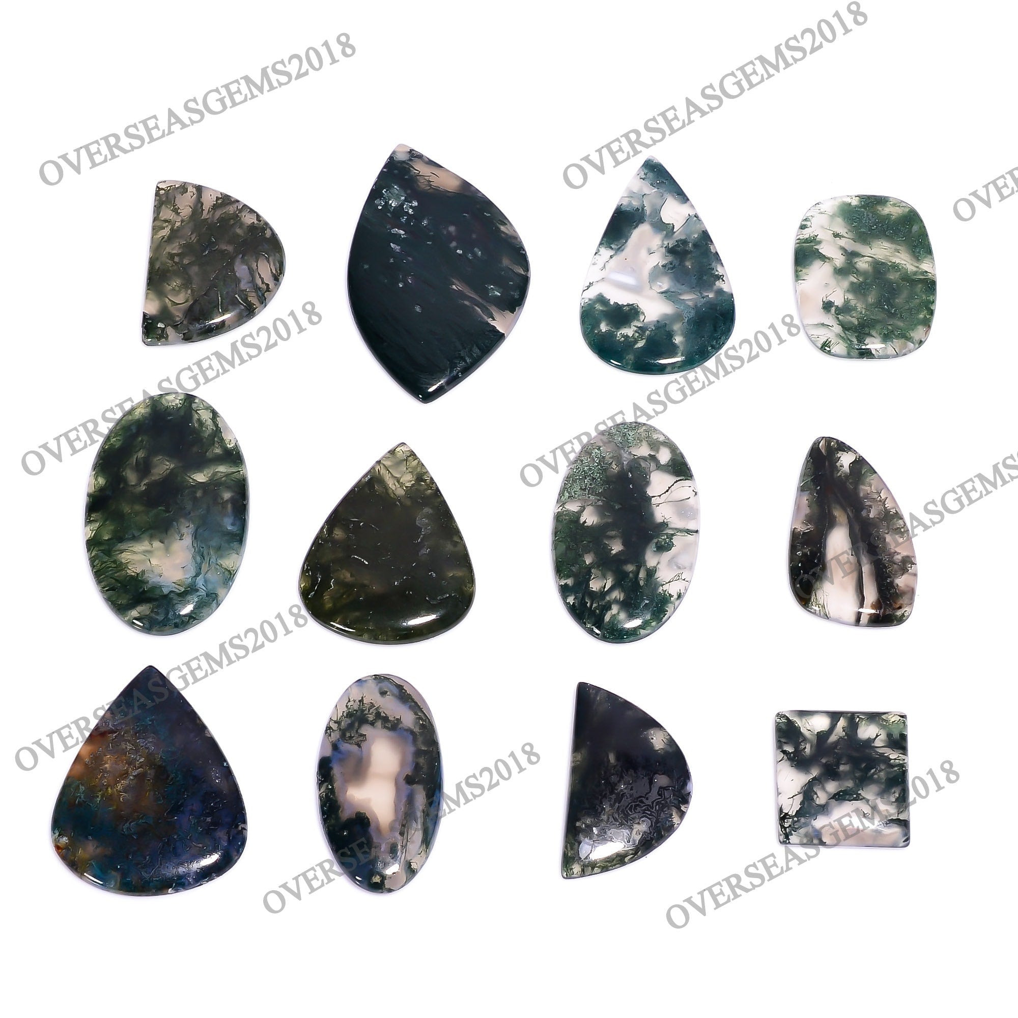 Natural Moss Agate Cabochon, Bulk Gemstone, DIY Jewelry Supply (25-45mm) - image 3