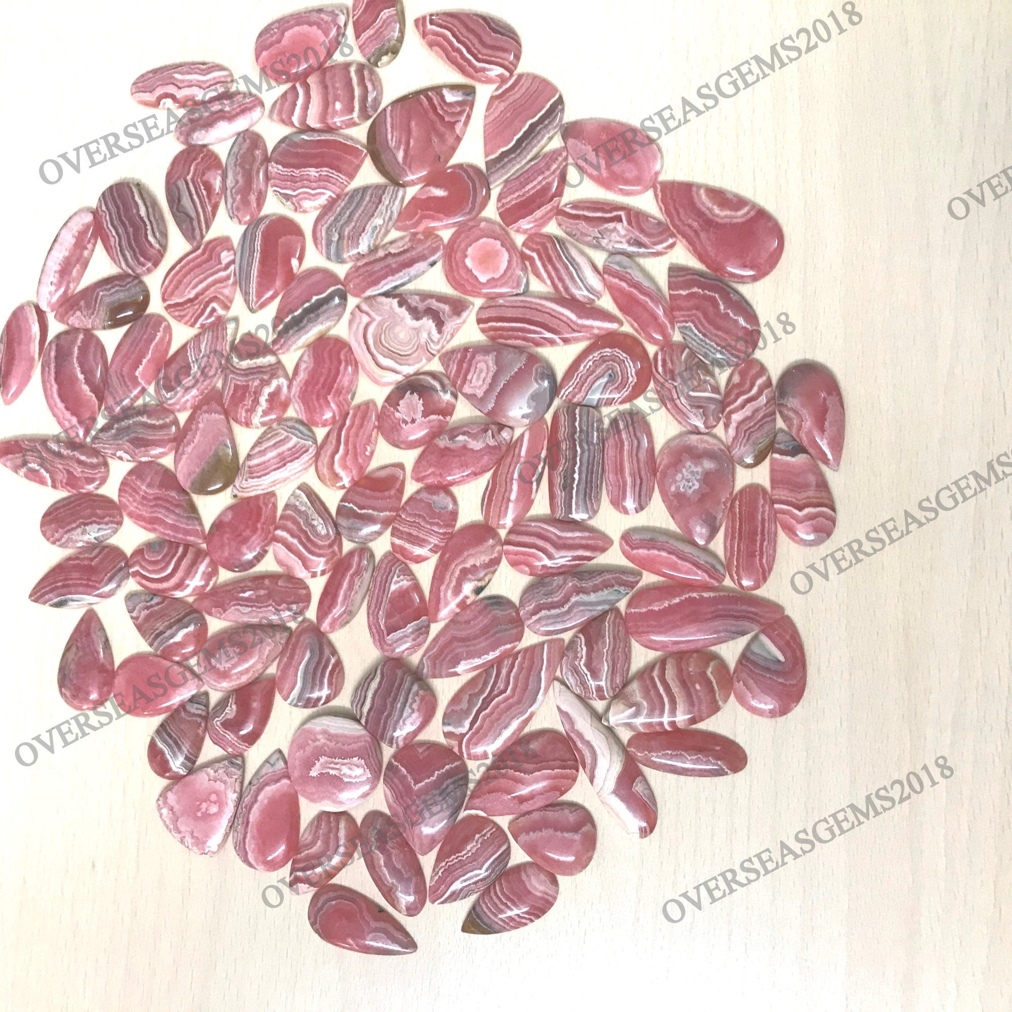AAA Rhodochrosite Cabochon Lot, Loose Gemstones, Jewelry Making (18-30mm) - image 3