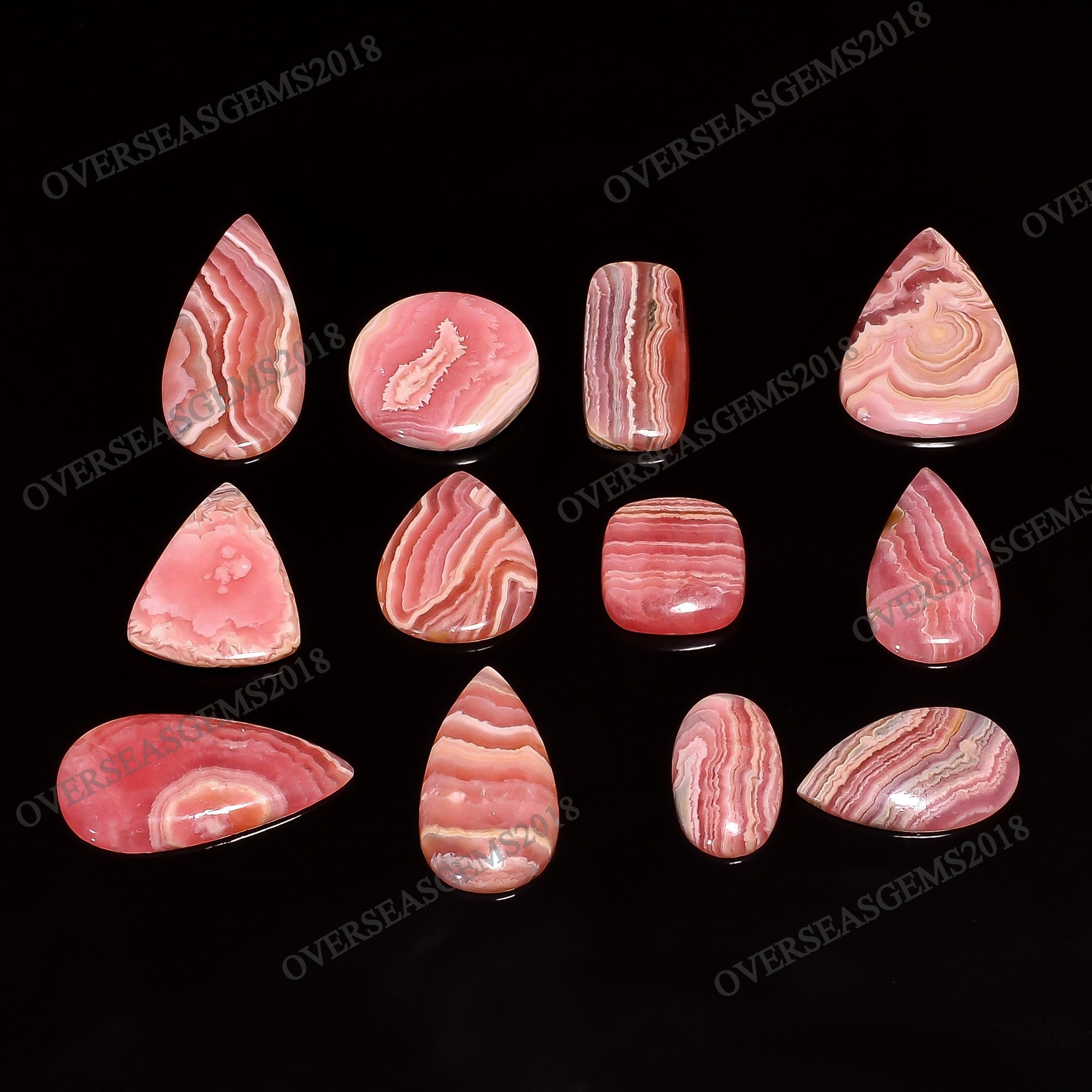 Natural Rhodochrosite Cabochon Gemstones, Bulk Mix Shape Crystals, DIY Jewelry Making - image 3