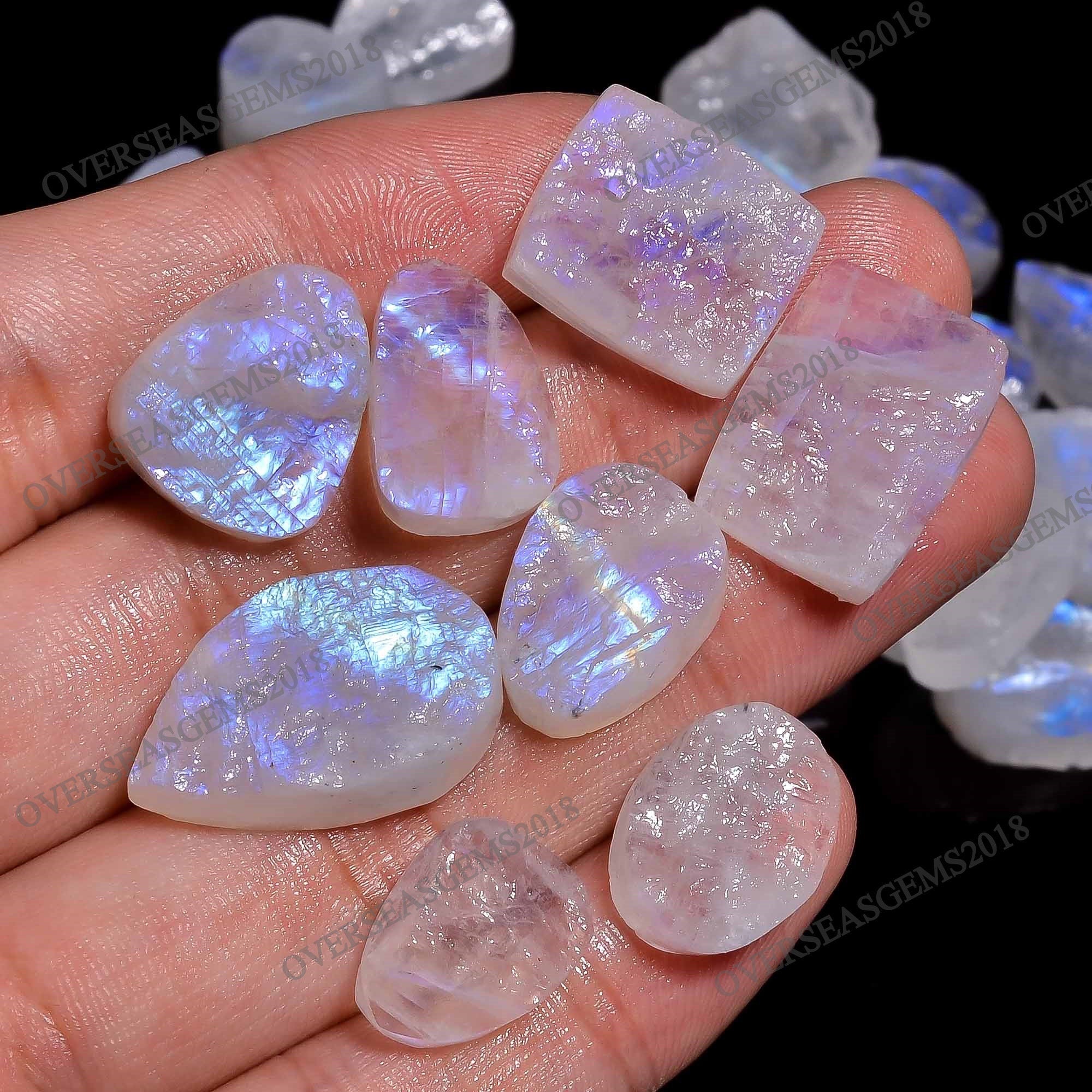 Rainbow Moonstone Druzy Gemstone Lot: Raw Crystal Jewelry Making Supply - image 2