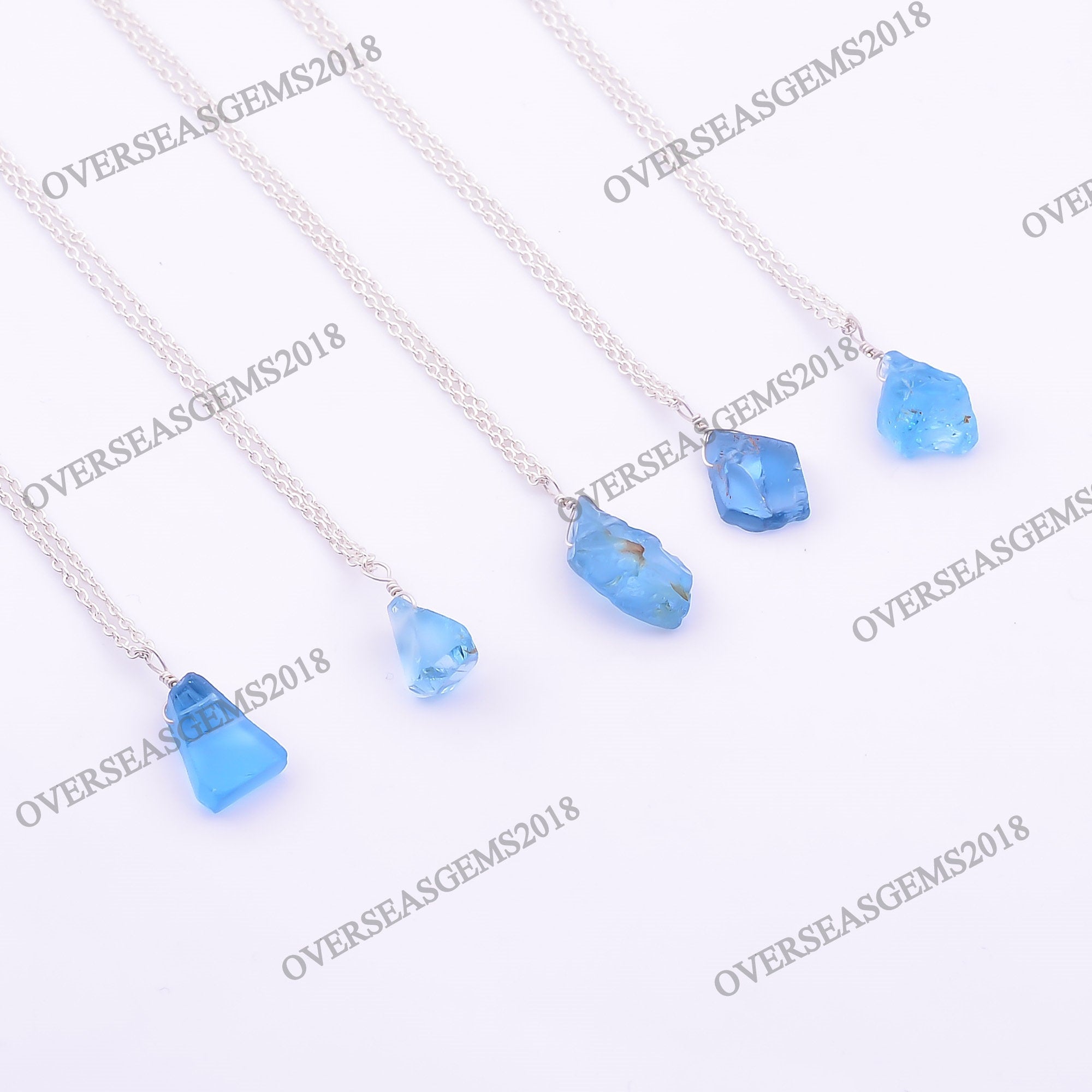 Raw Swiss Blue Topaz Pendant 