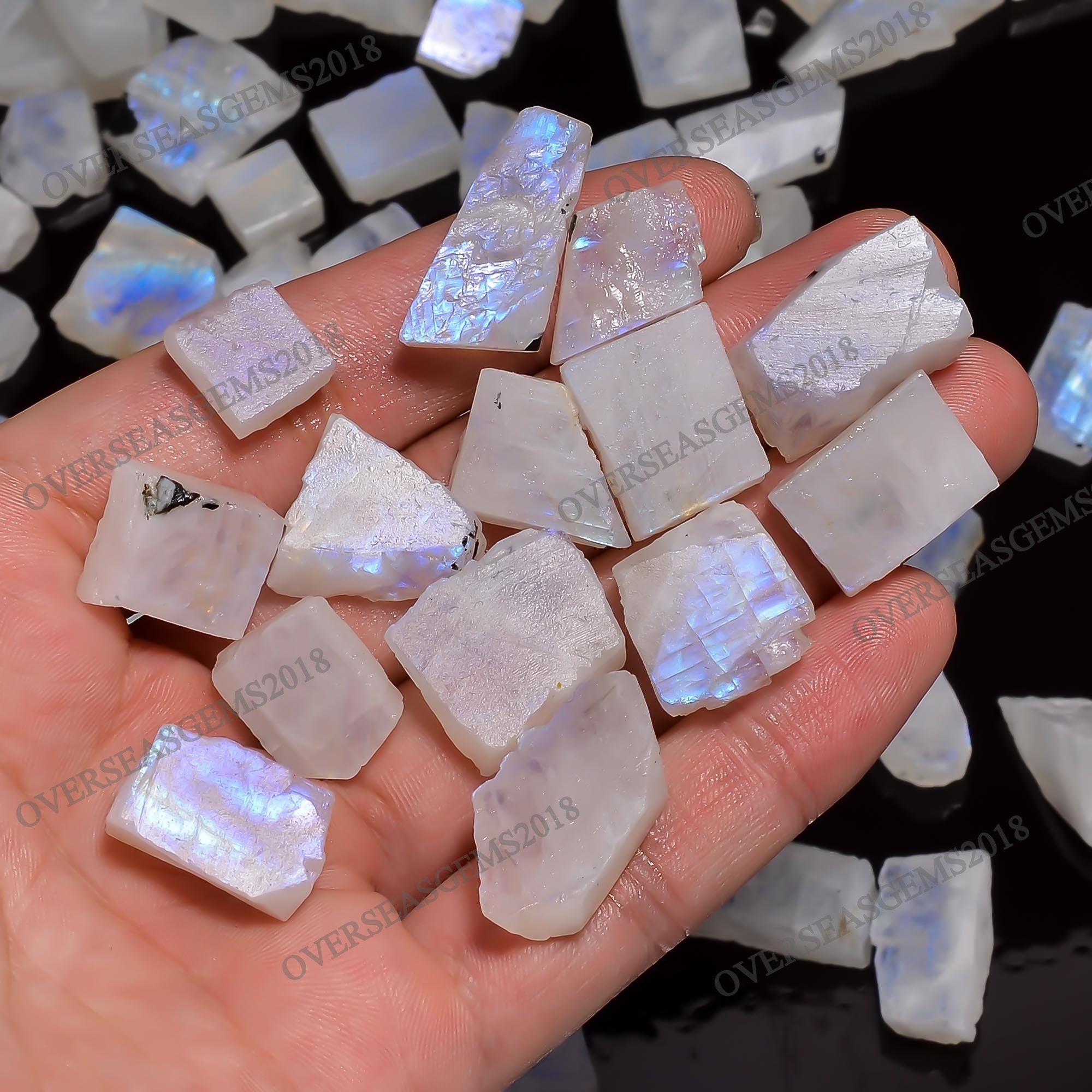 Raw Rainbow Moonstone Gemstone Lot, Jewelry Making Supplies (12-20 mm) - image 2