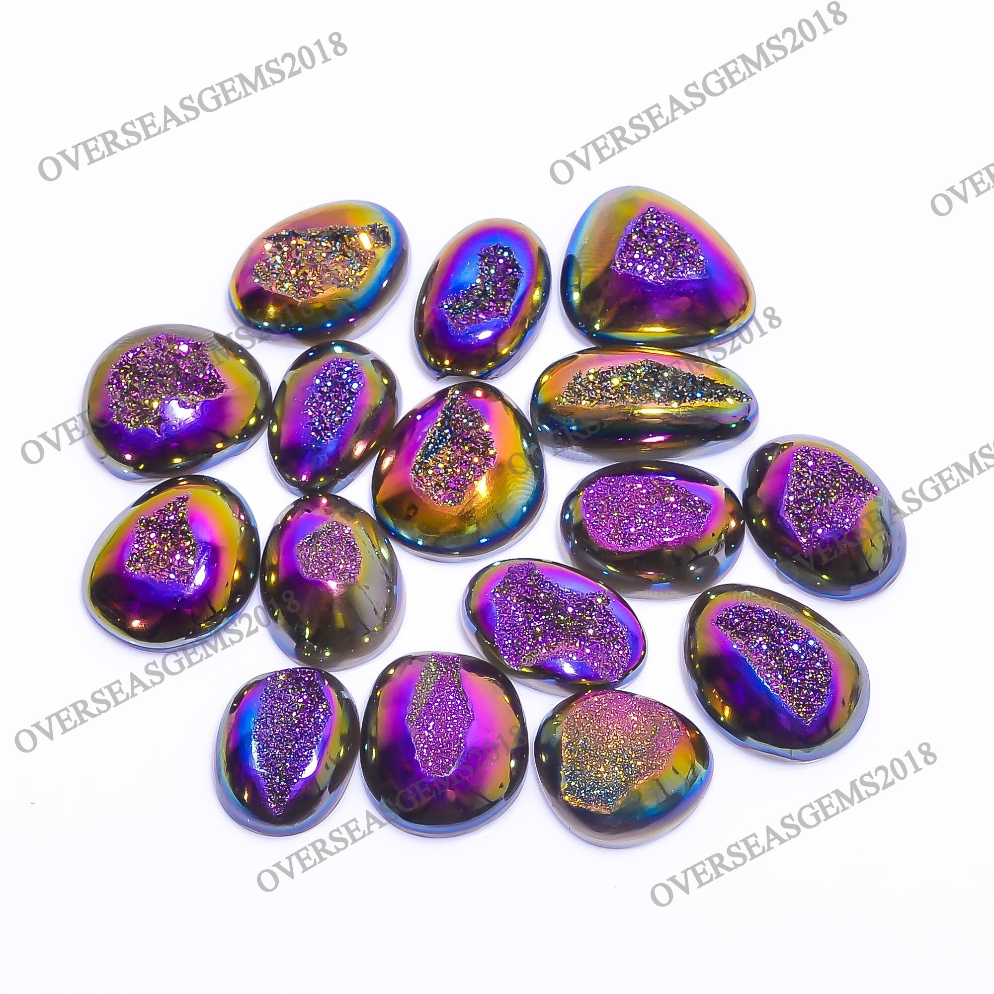 Rainbow Titanium Druzy Gemstone Lot, Jewelry Making Supplies