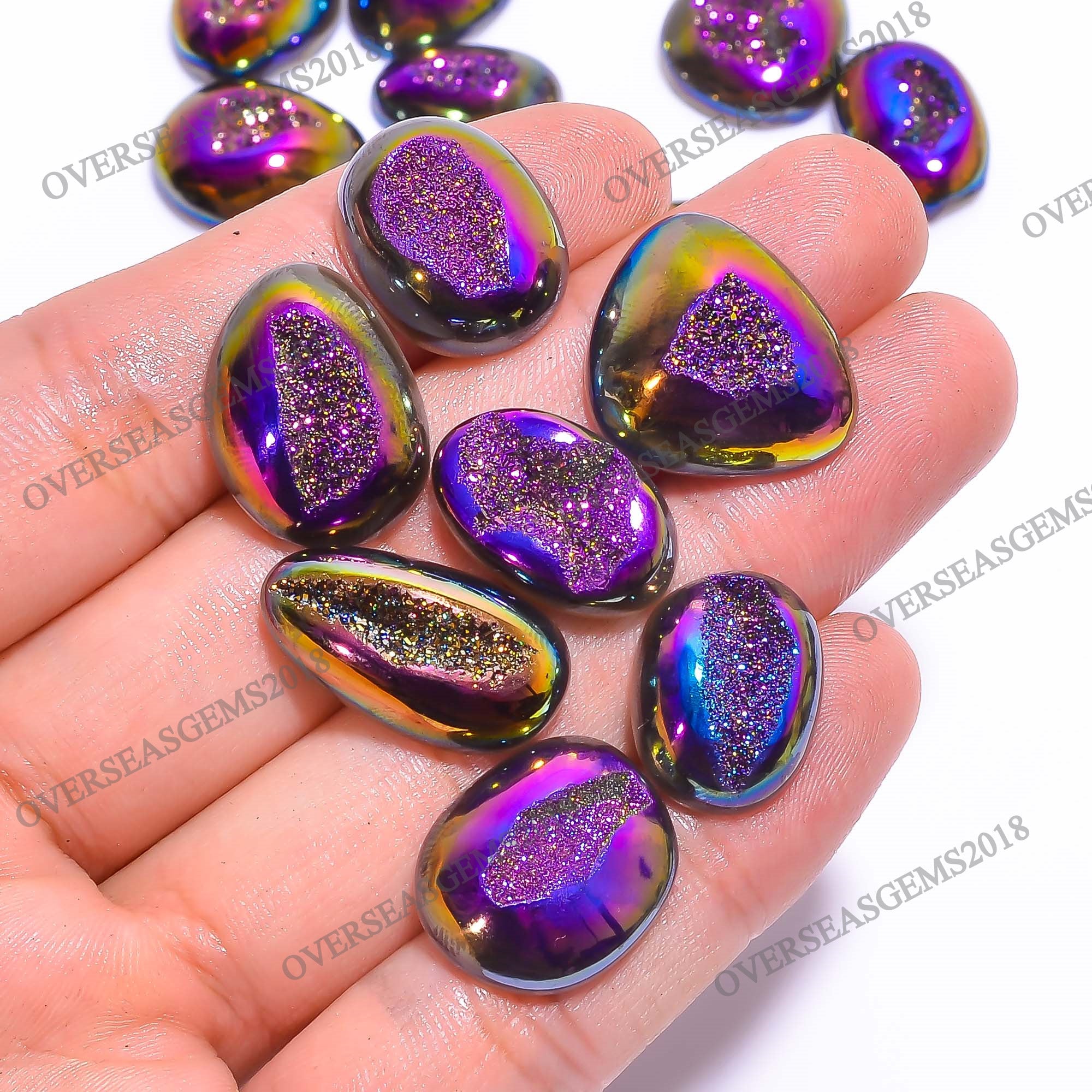 Rainbow Titanium Druzy Gemstone Lot, Jewelry Making Supplies - image 3