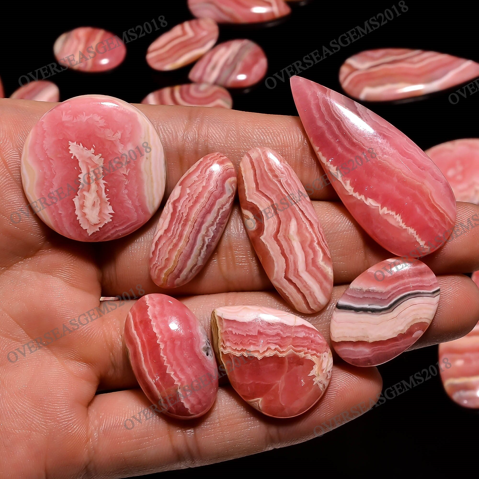Natural Rhodochrosite Cabochon Gemstones, Bulk Mix Shape Crystals, DIY Jewelry Making - image 4