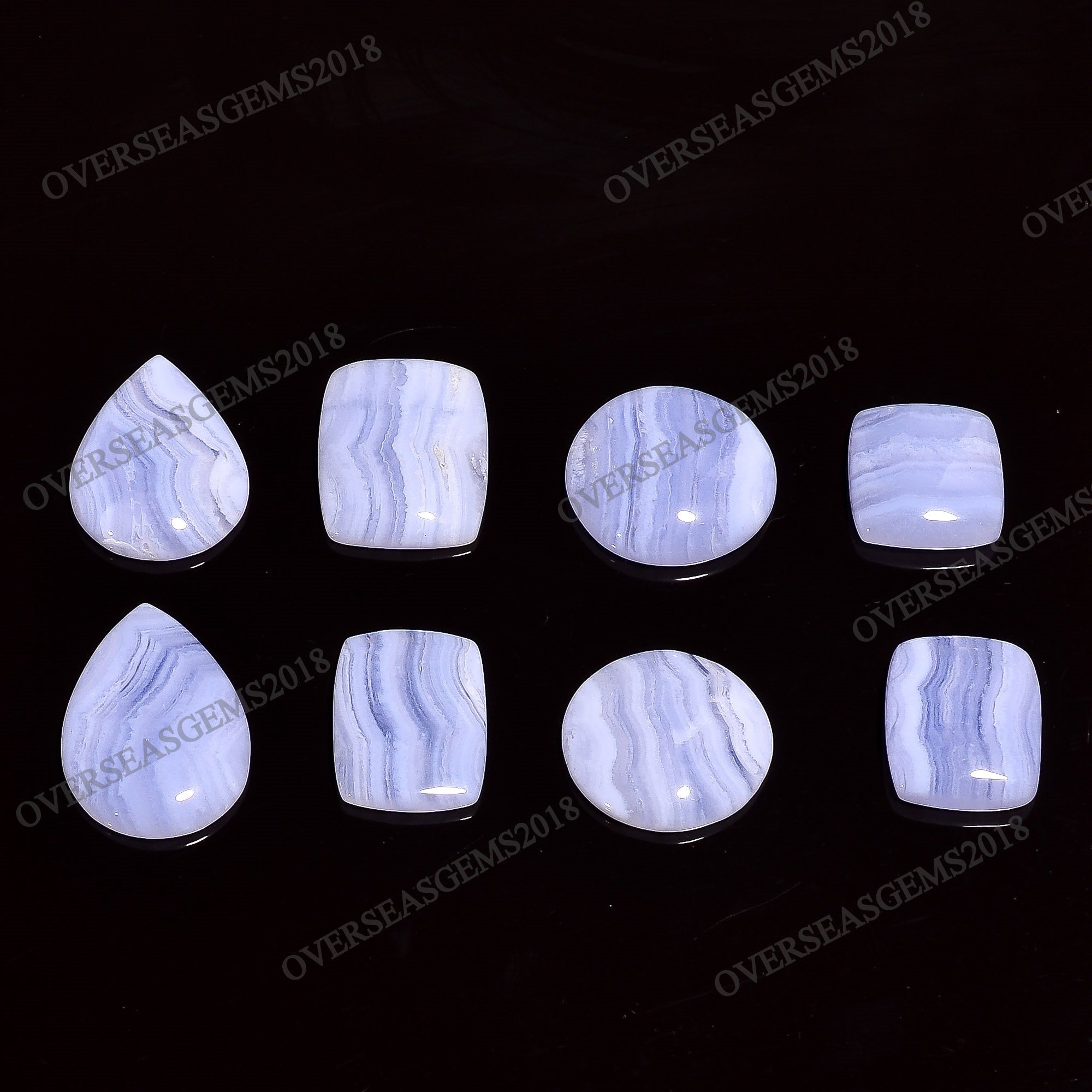 AAA Blue Lace Agate Cabochon Lot: Mix Shape Loose Gemstones - image 4