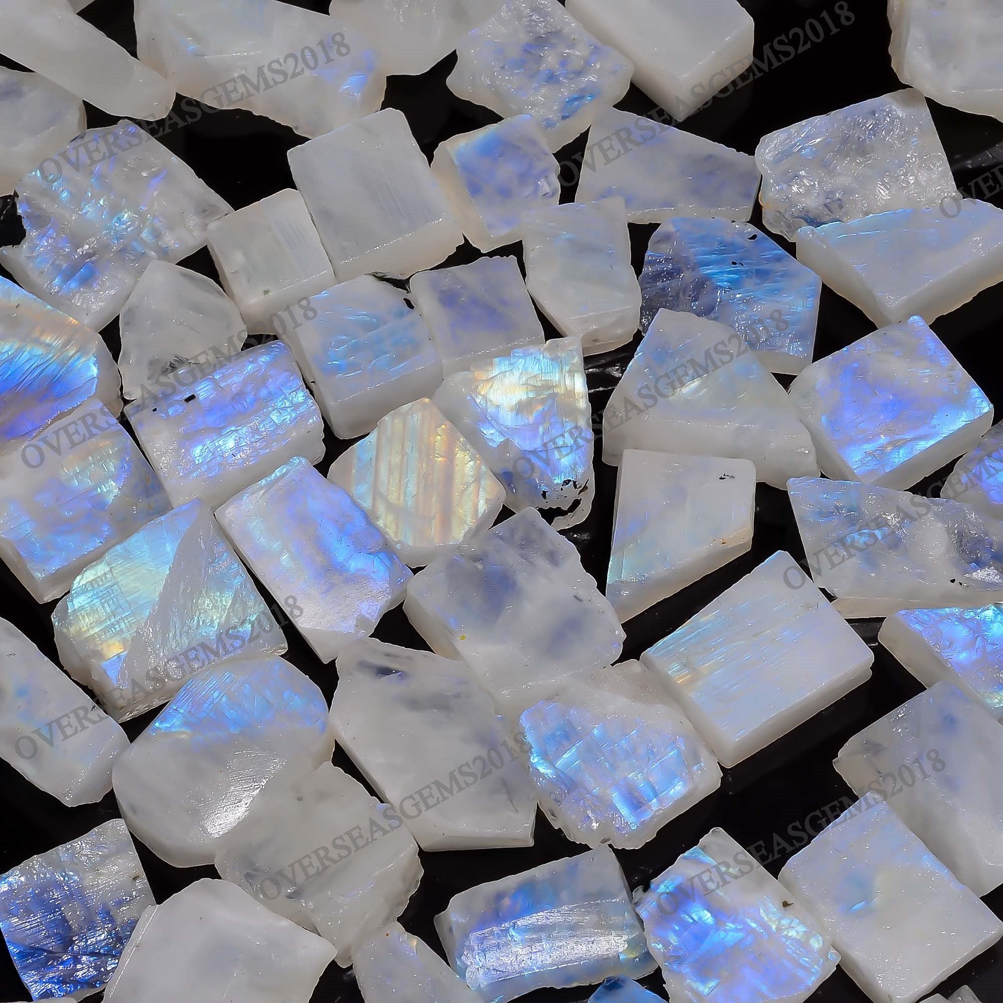 Raw Rainbow Moonstone Gemstone Lot, Jewelry Making Supplies (12-20 mm)