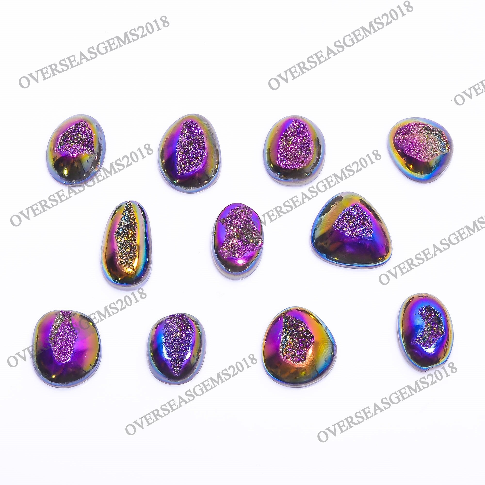 Rainbow Titanium Druzy Gemstone Lot, Jewelry Making Supplies - image 2