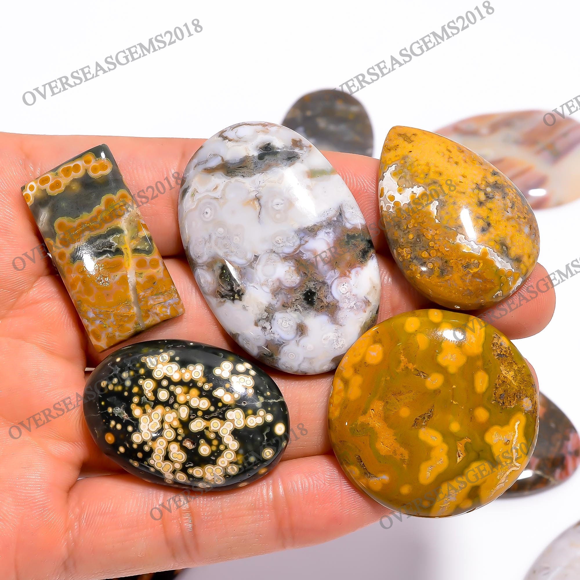 AAA Ocean Jasper Cabochon Mix Shape Lot, Jewelry Making - image 3