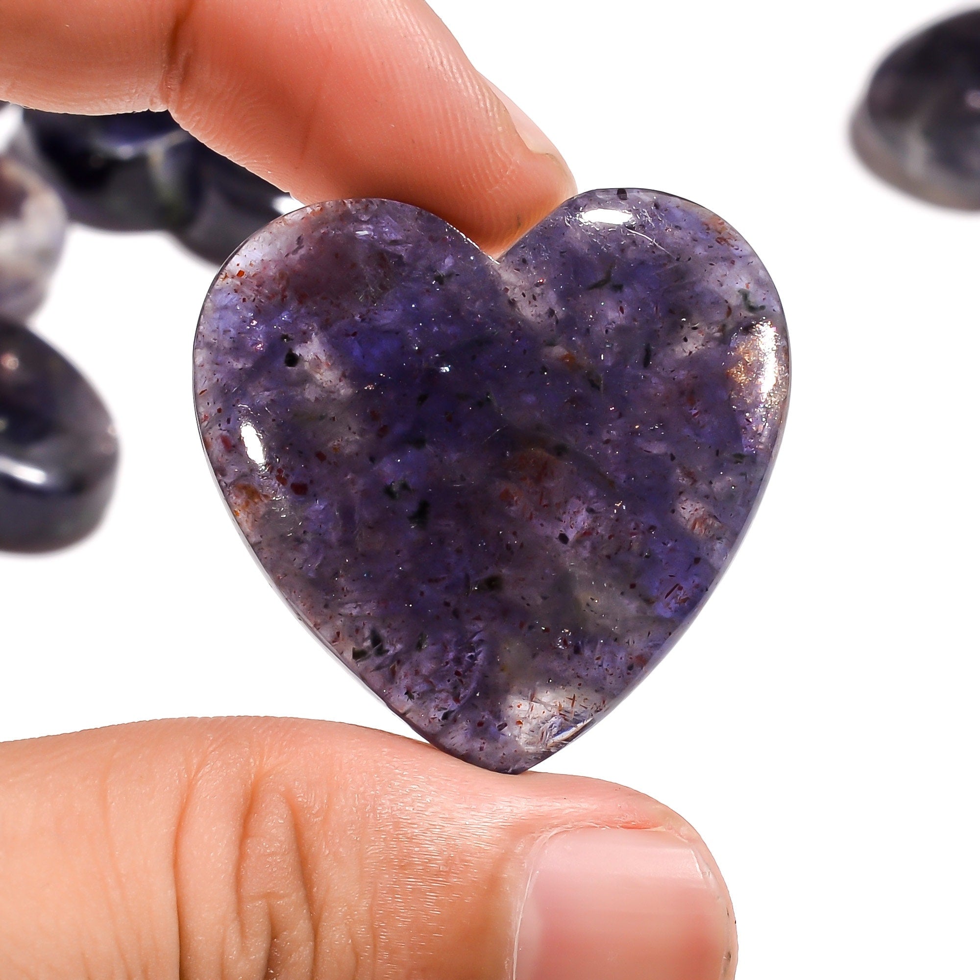 Iolite Sunstone Heart Cabochon: AAA Quality Gemstone, 20-30mm