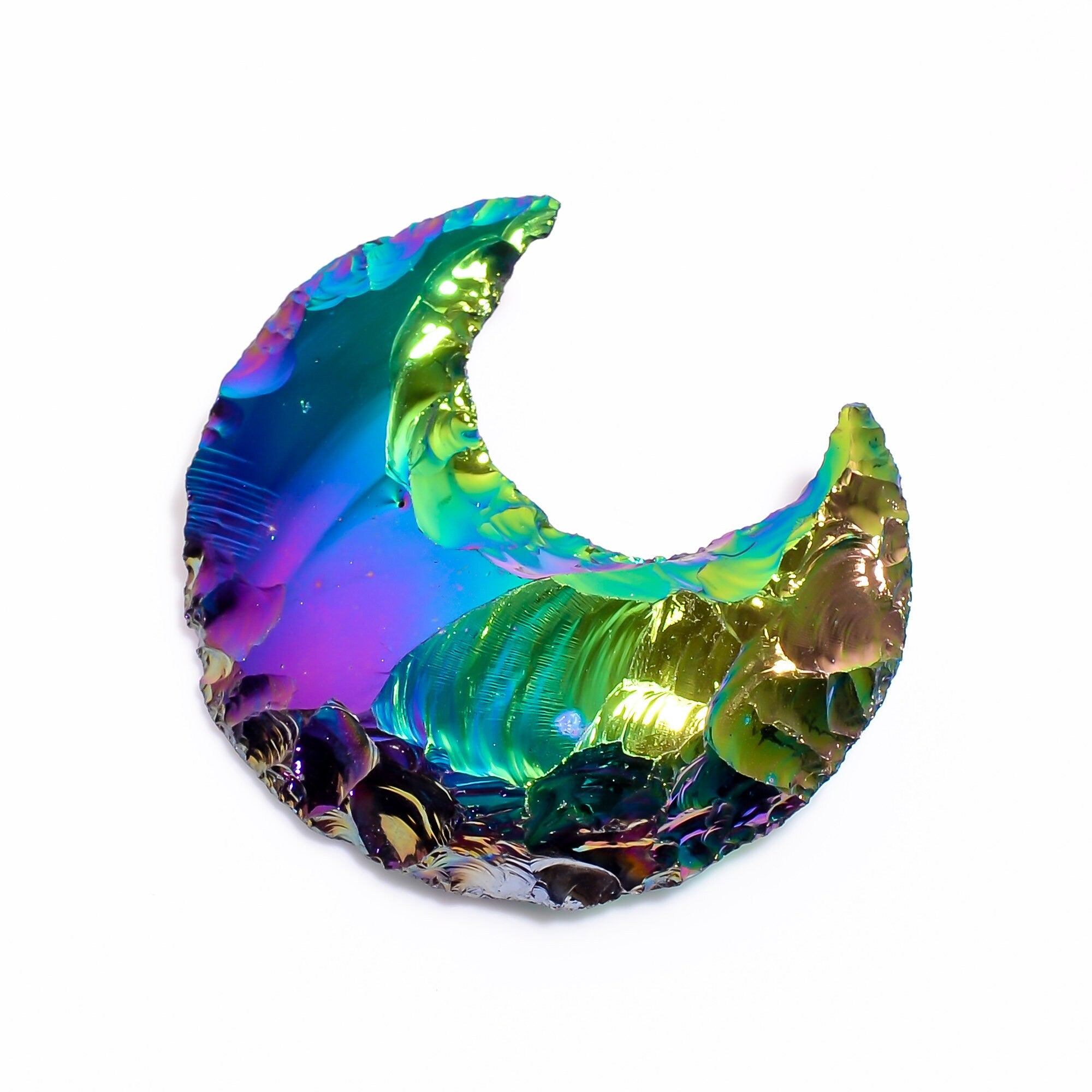 Angel Aura Quartz Moon Cabochon, Platinum Coated, AAA Quality, 25-30mm - image 5