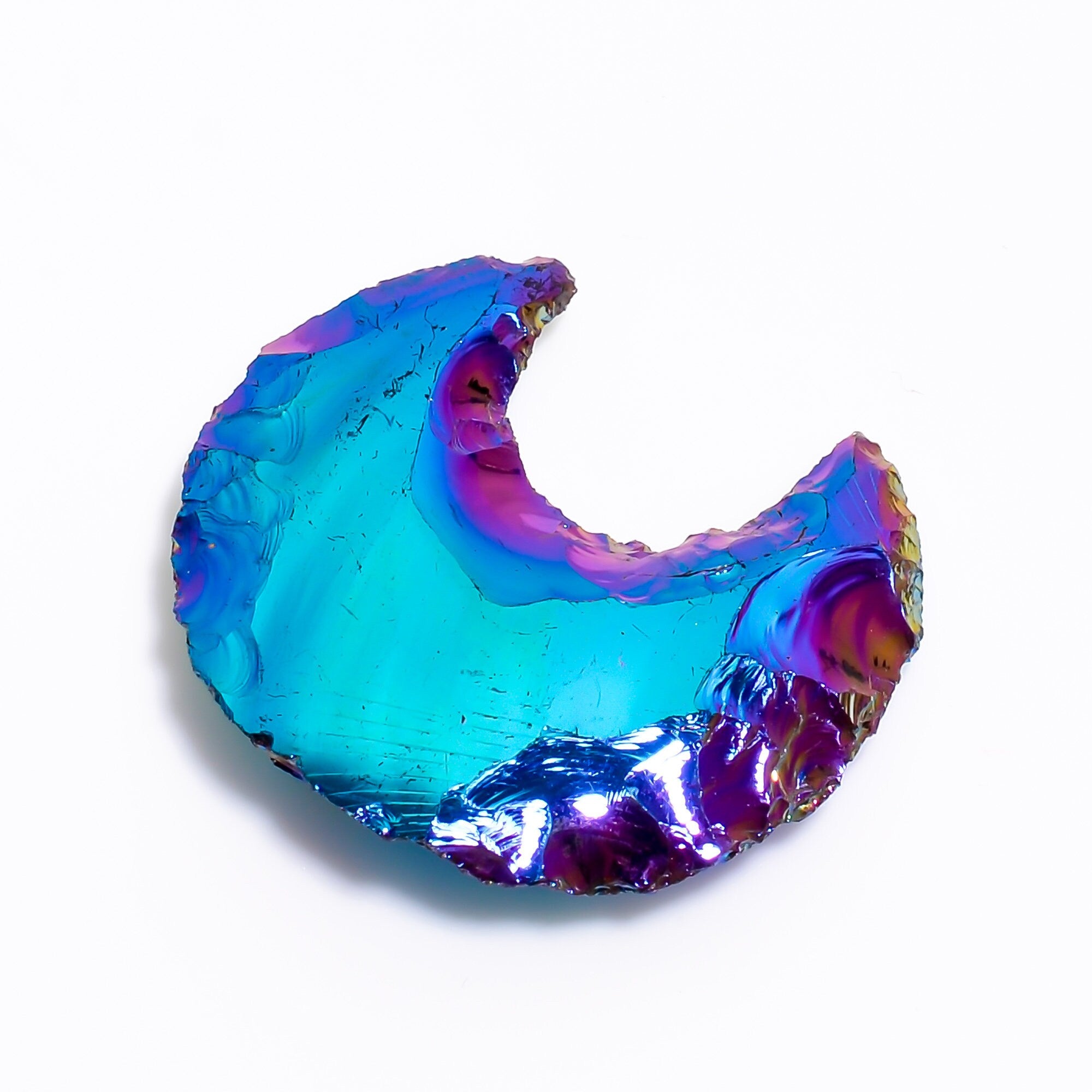 Angel Aura Quartz Moon Cabochon, Platinum Coated, AAA Quality, 25-30mm - image 9