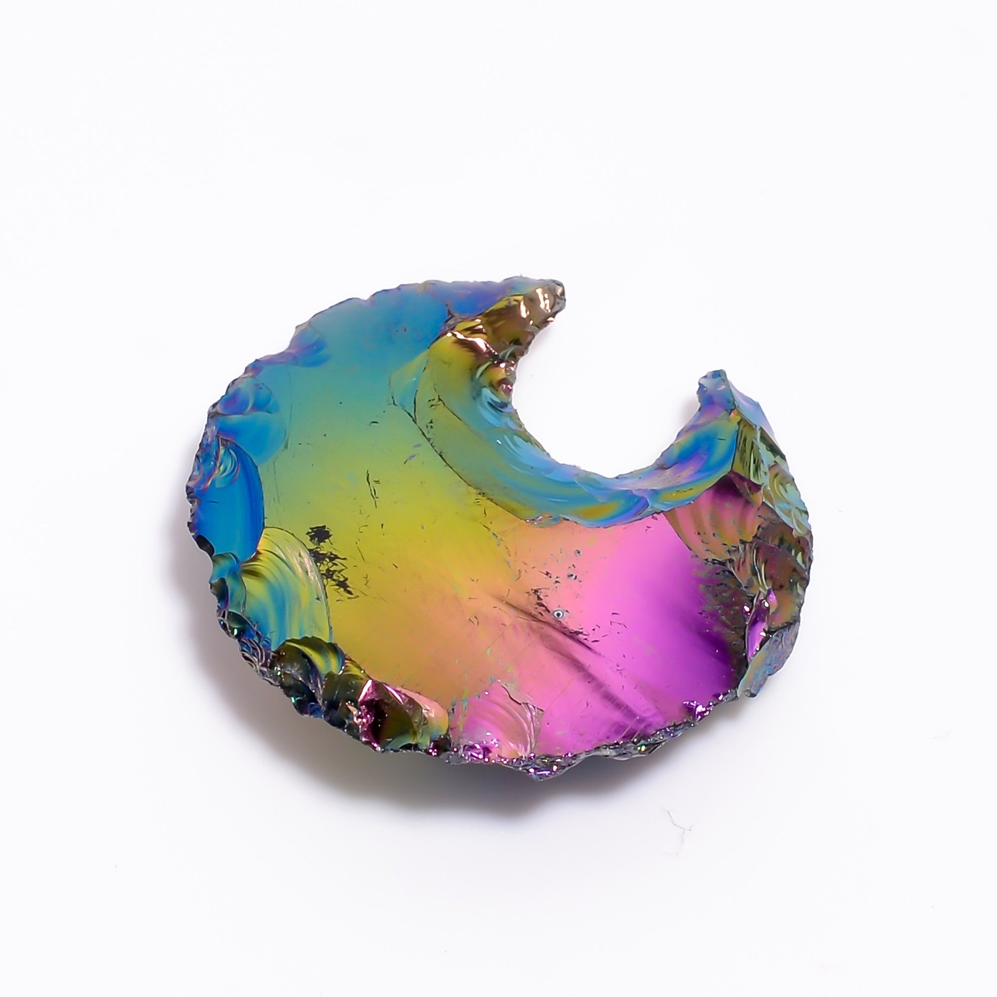 Angel Aura Quartz Moon Cabochon, Platinum Coated, AAA Quality, 25-30mm - image 7