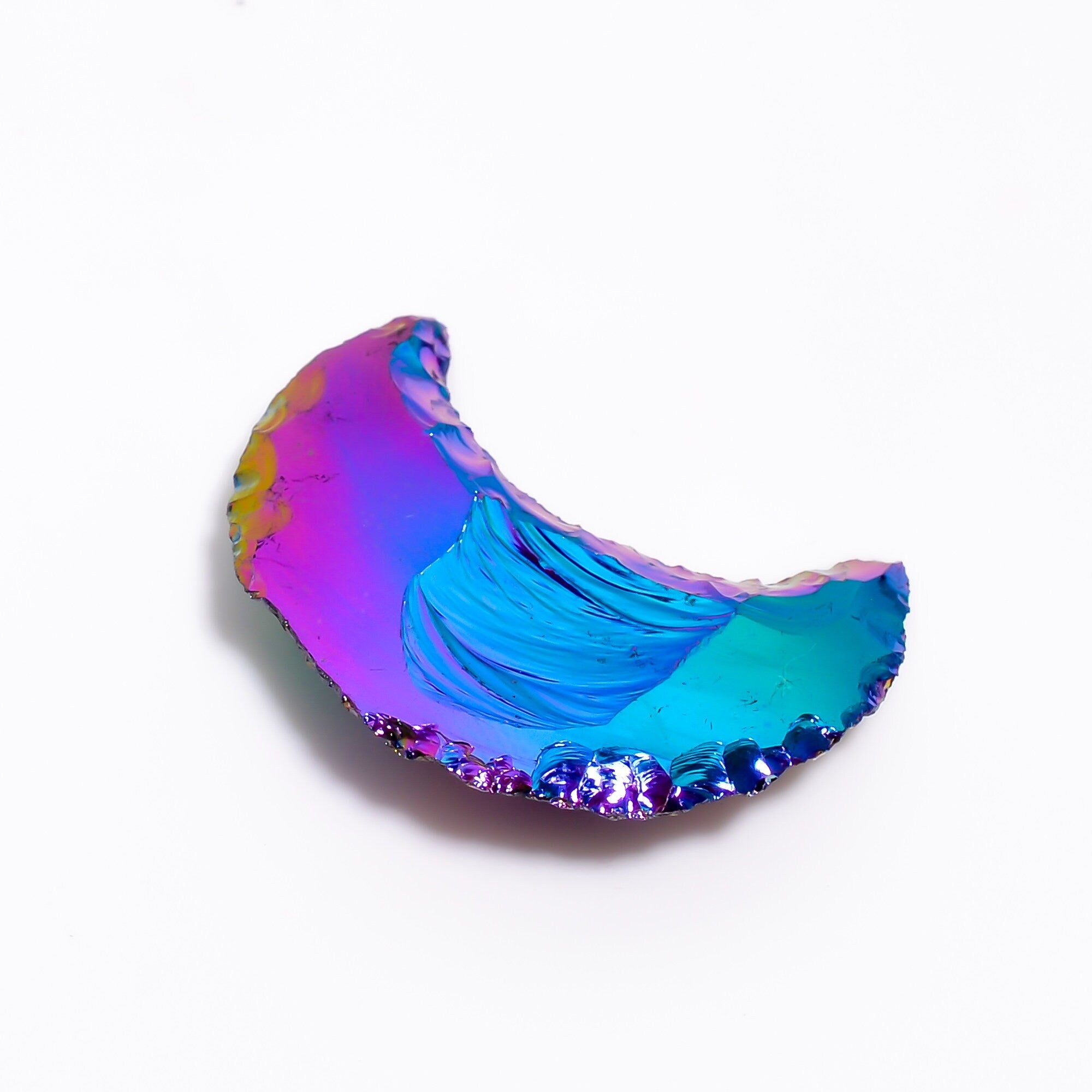 Angel Aura Quartz Moon Cabochon, Platinum Coated, AAA Quality, 25-30mm - image 6