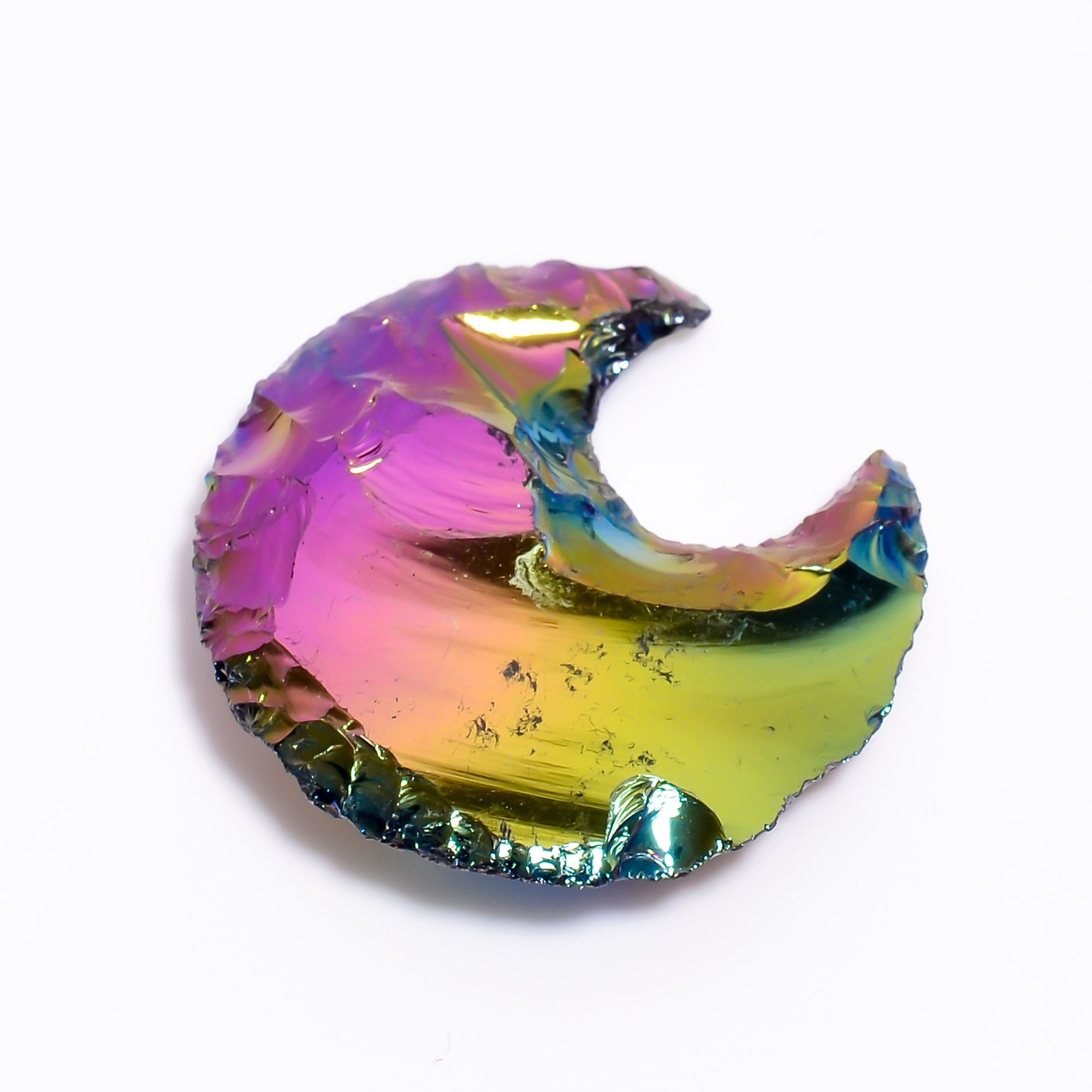 Angel Aura Quartz Moon Cabochon, Platinum Coated, AAA Quality, 25-30mm - image 10