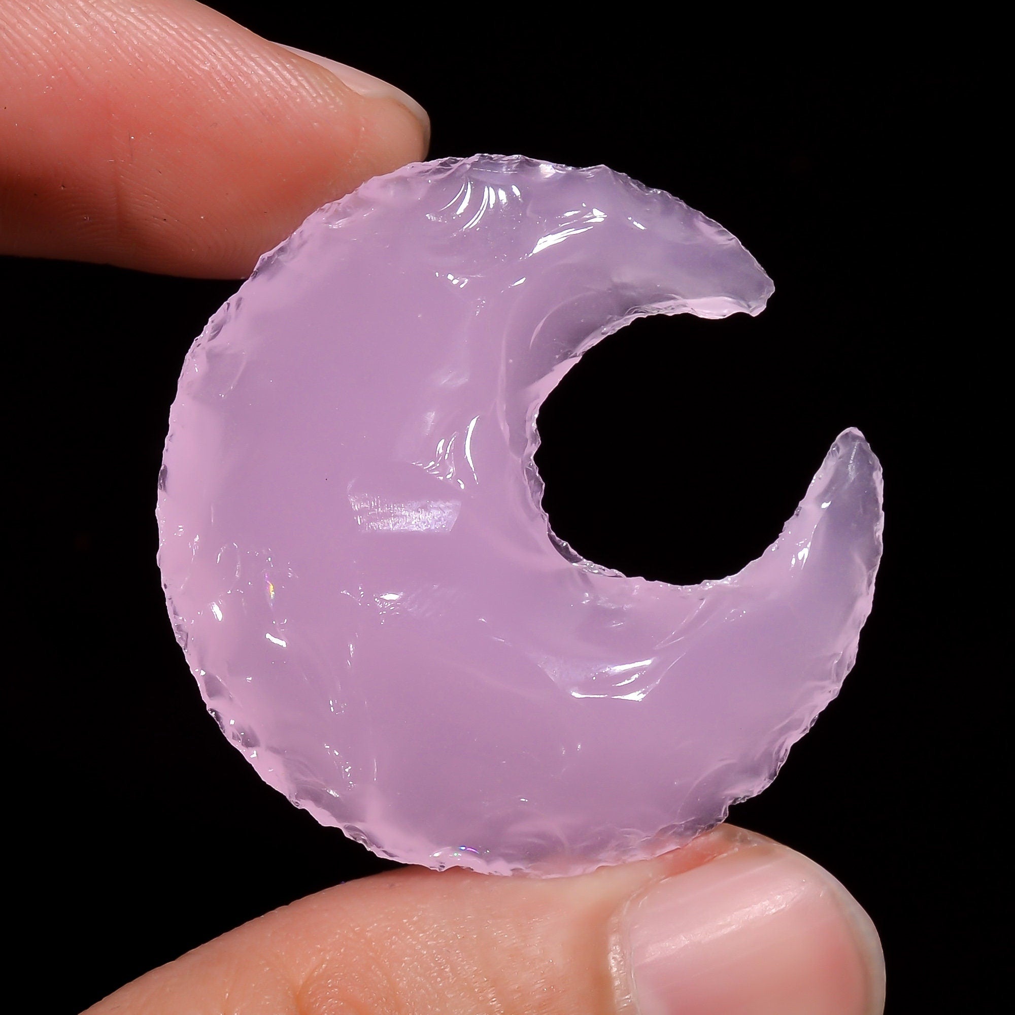 Angel Aura Quartz Moon Shape, Pink Opalite Crystals, Opalite Gemstone. - image 4