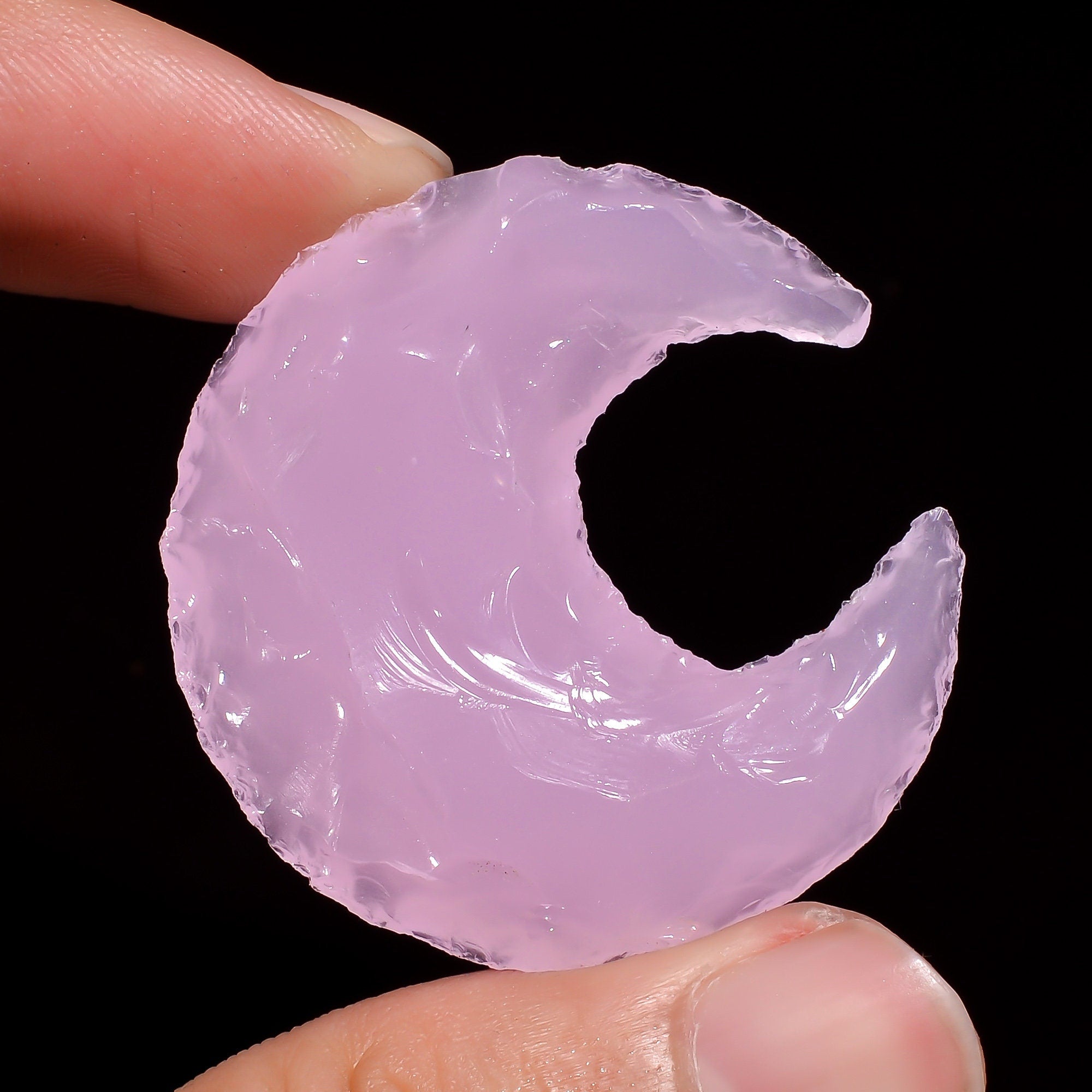 Angel Aura Quartz Moon Shape, Pink Opalite Crystals, Opalite Gemstone. - image 3
