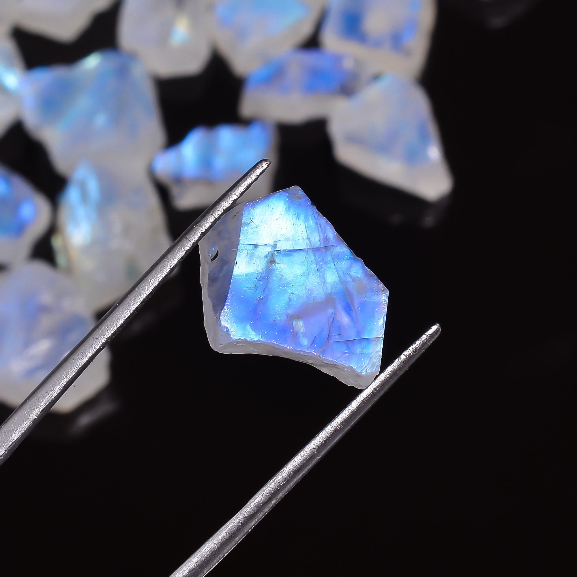 AAA Rainbow Moonstone Raw Gemstone Lot, Loose Chips (12-20mm) - image 3