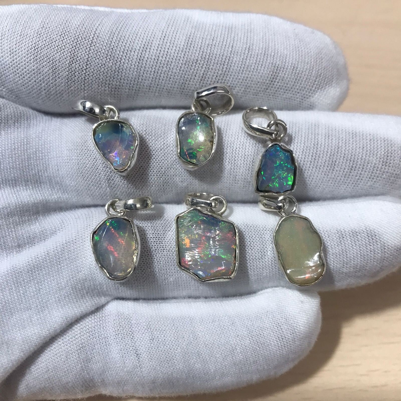 Raw Opal Sterling Silver Pendant (Approx 10 to 18 mm)
