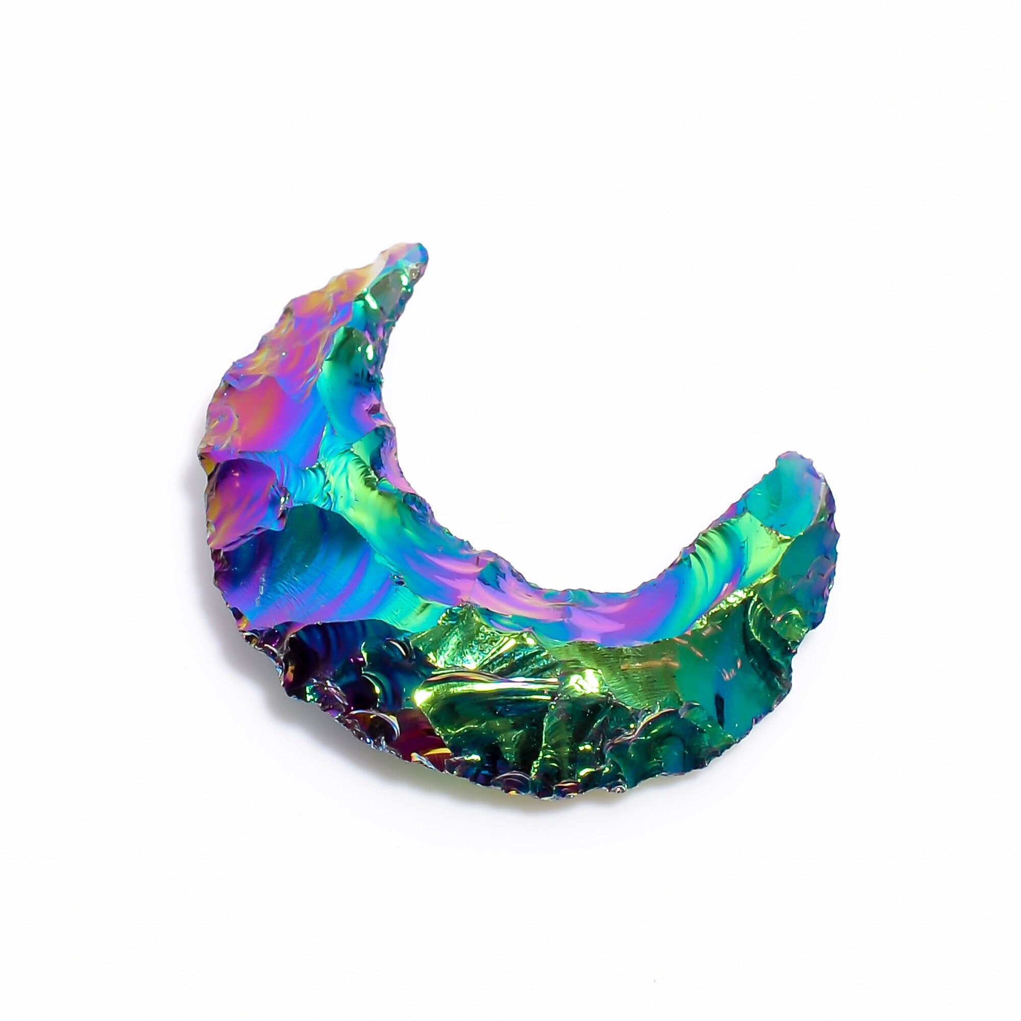 Angel Aura Quartz Moon Cabochon, Platinum Coated, AAA Quality, 25-30mm - image 8