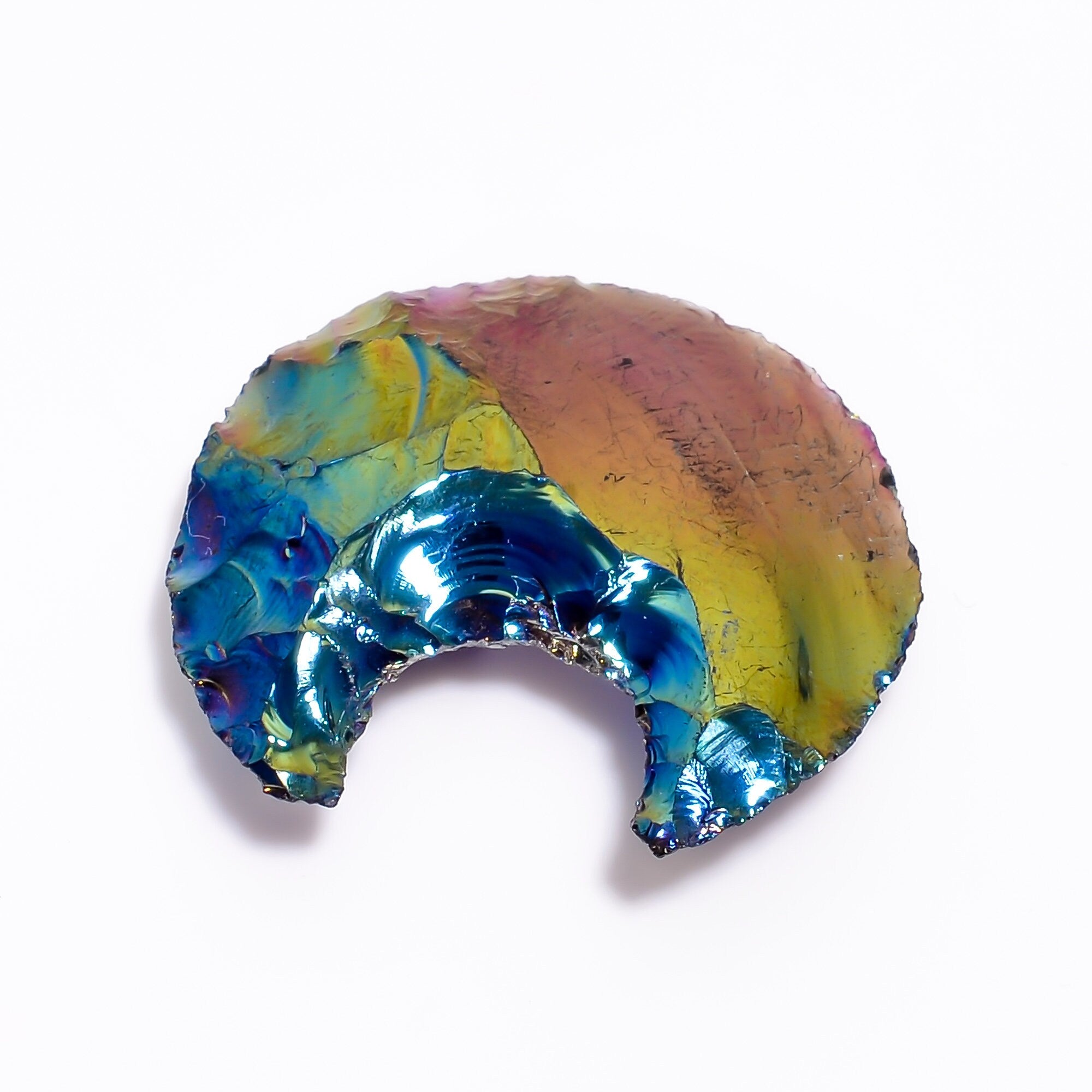 Angel Aura Quartz Moon Cabochon, Platinum Coated, AAA Quality, 25-30mm - image 4