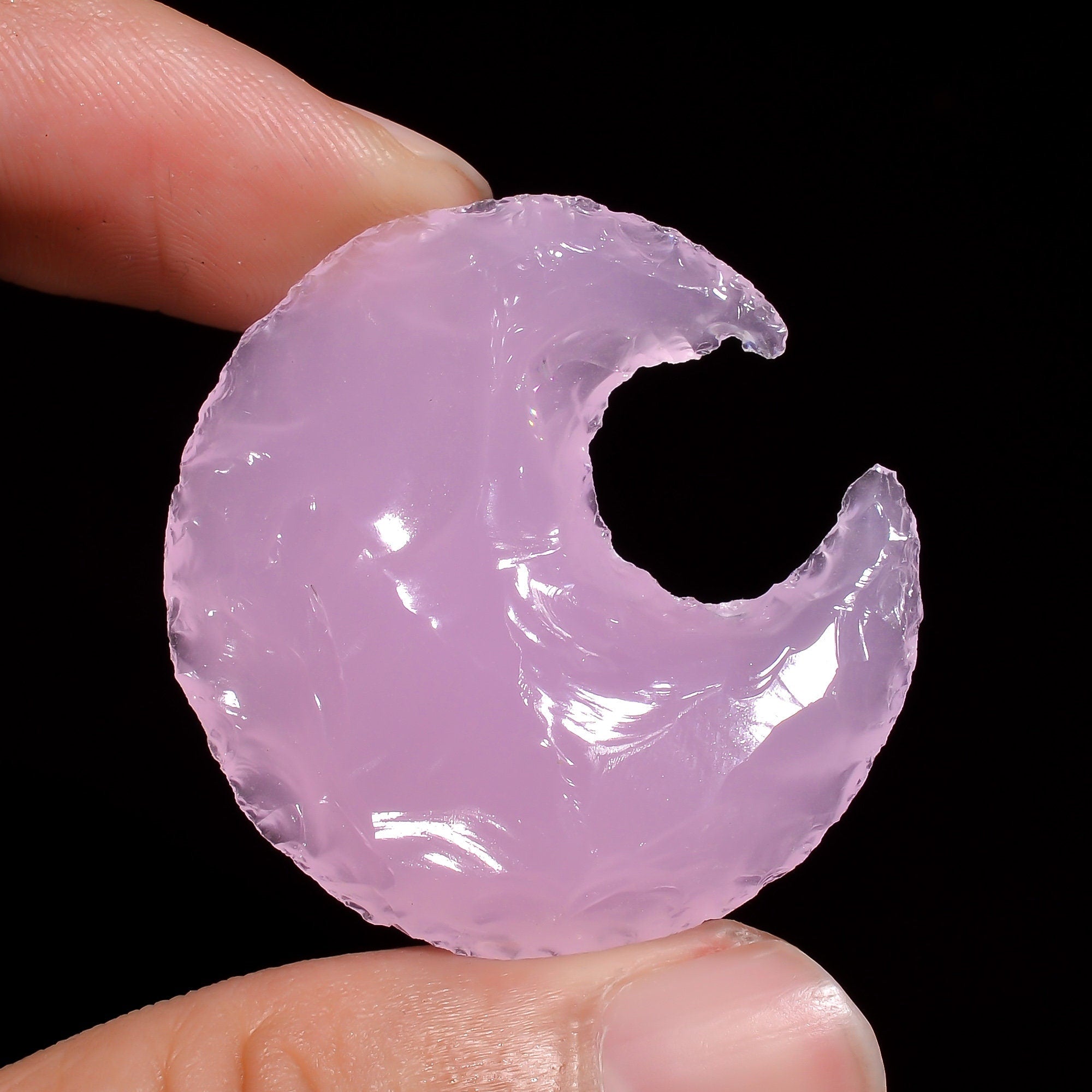 Angel Aura Quartz Moon Shape, Pink Opalite Crystals, Opalite Gemstone. - image 8