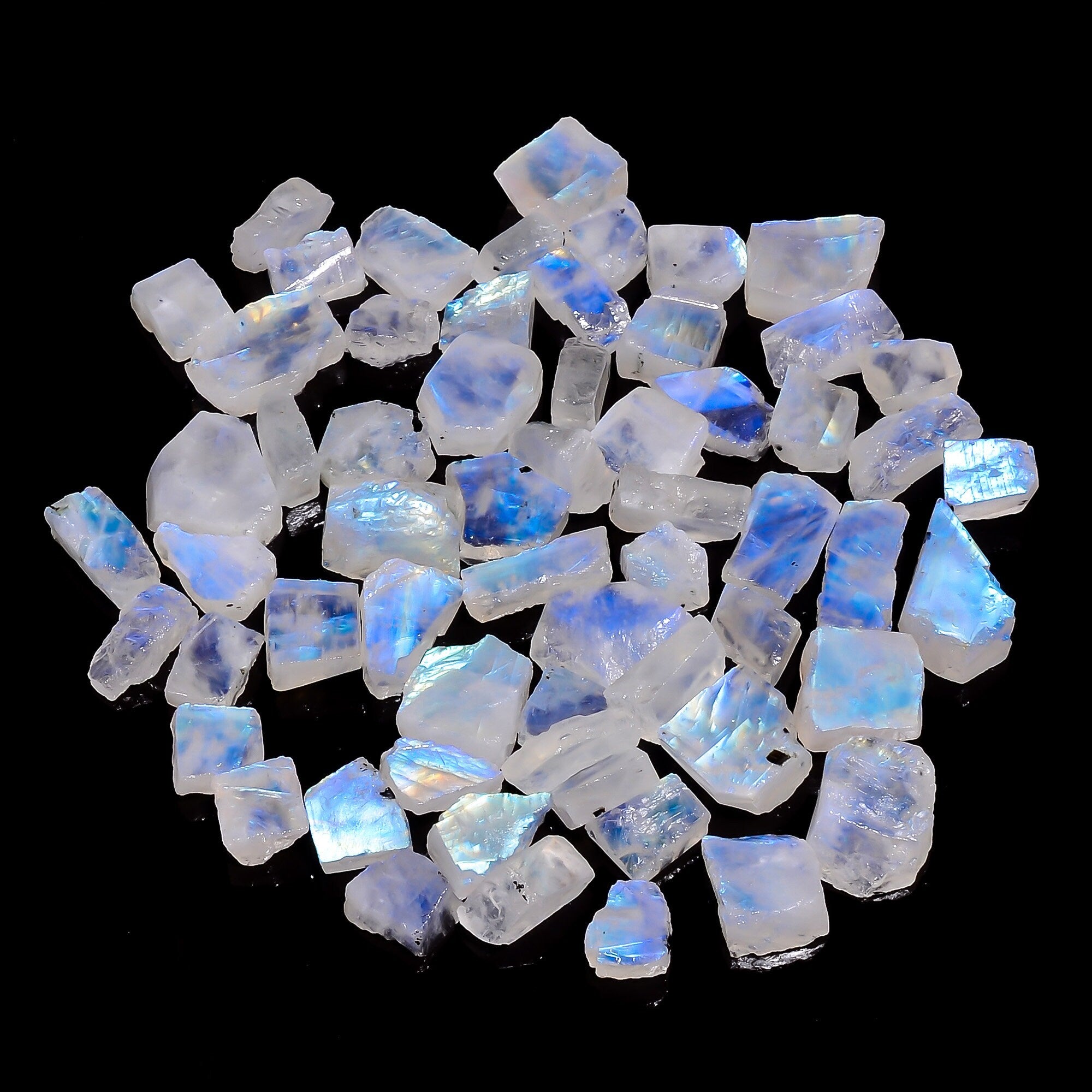 AAA Rainbow Moonstone Raw Gemstone Lot, Loose Chips (12-20mm) - image 2