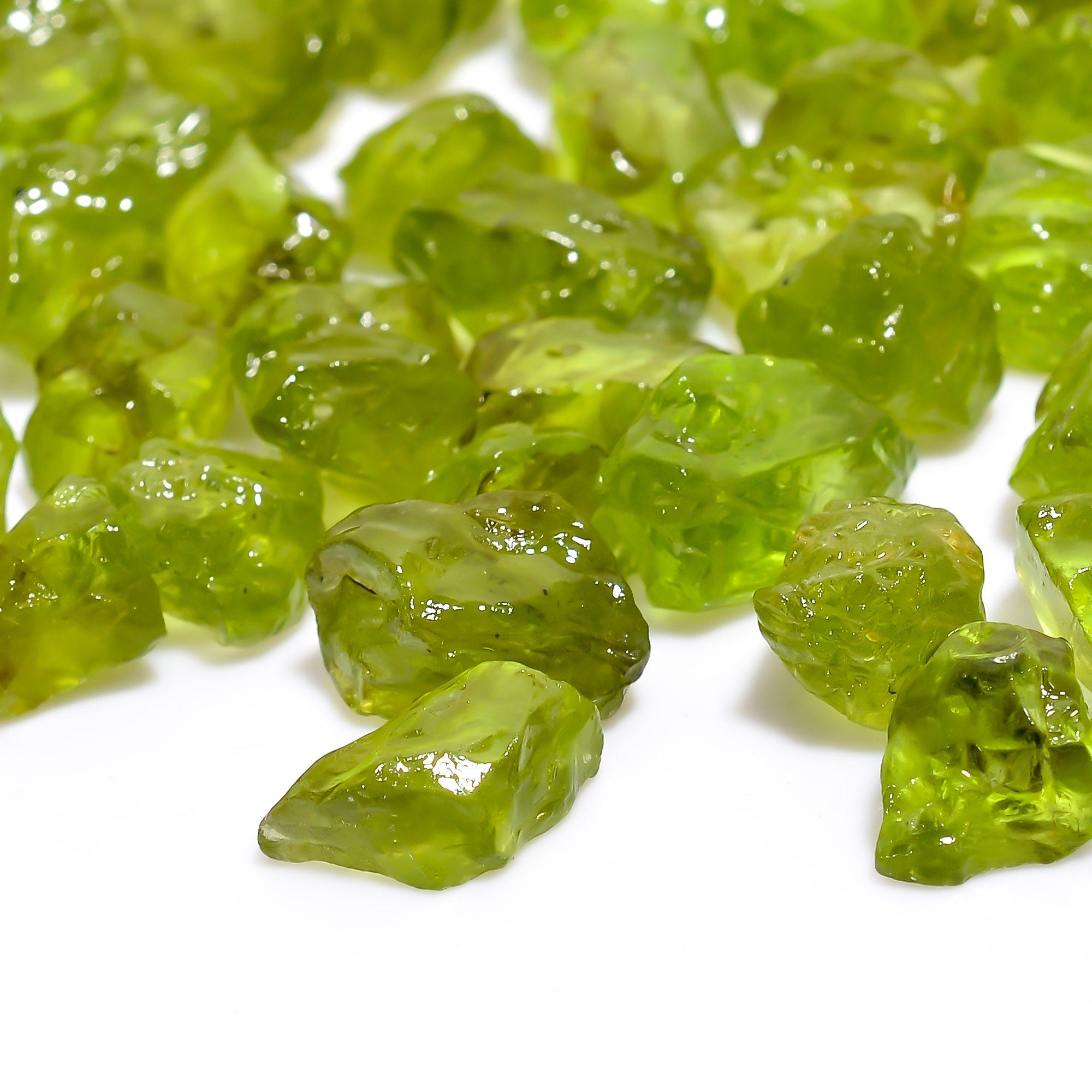 Raw Peridot Gemstone Lot: Loose Crystal Chips, Jewelry Making (6-10mm) - image 3