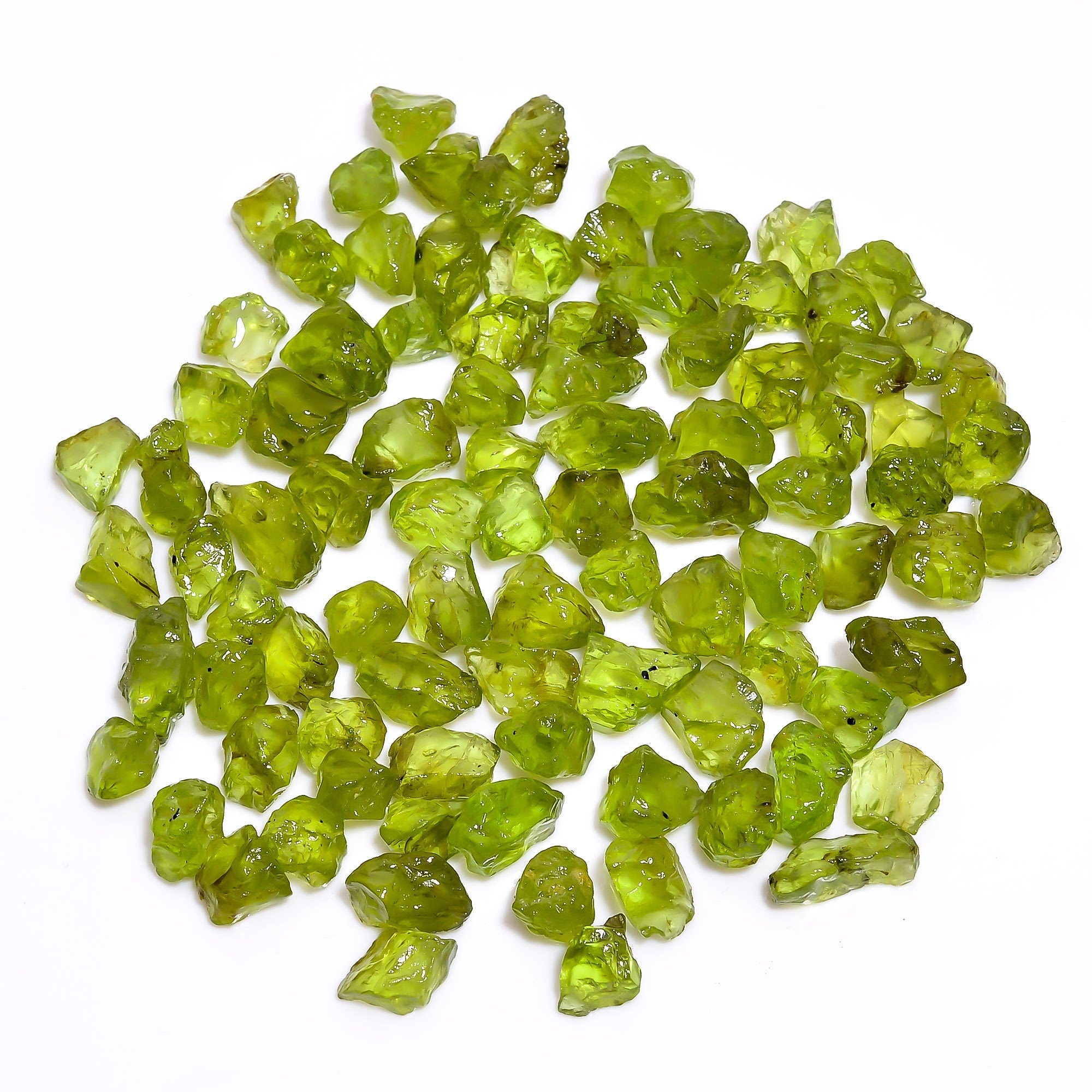 Raw Peridot Gemstone Lot: Loose Crystal Chips, Jewelry Making (6-10mm)