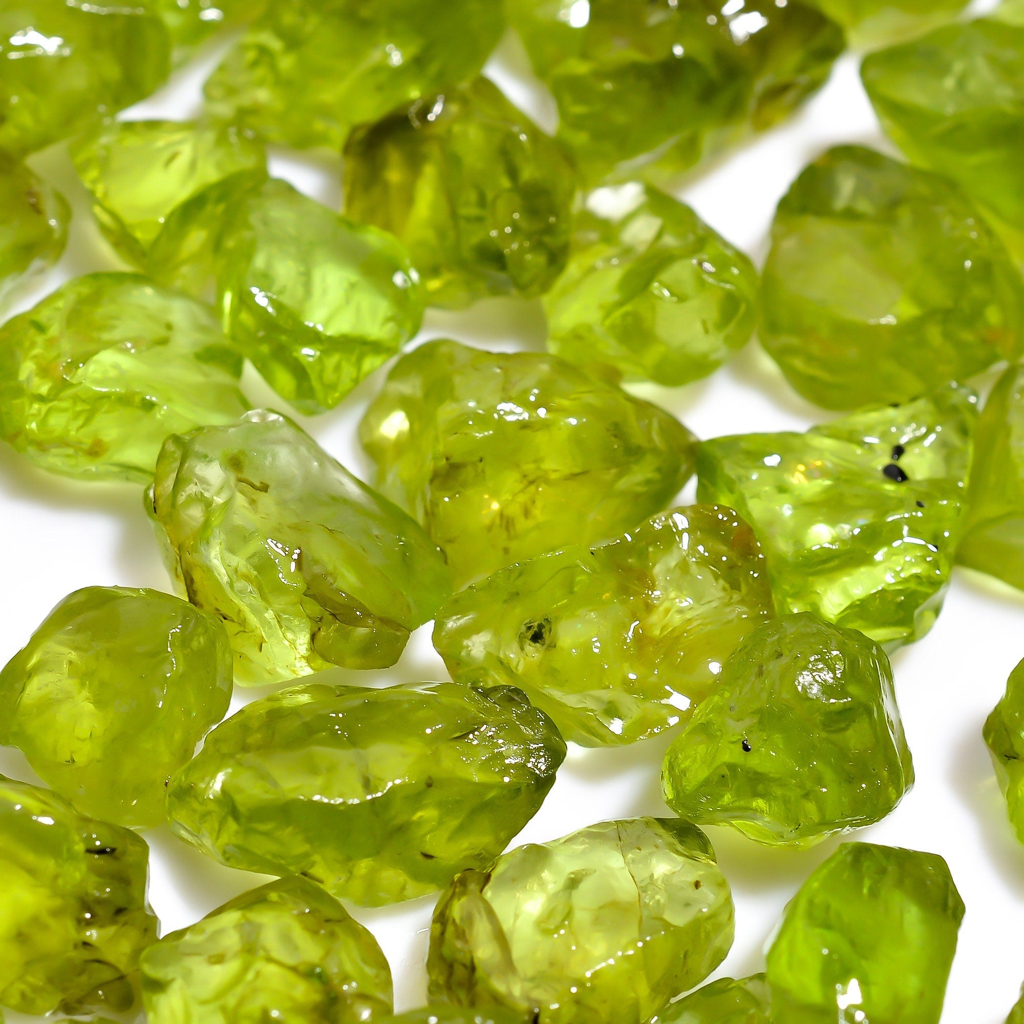 Raw Peridot Gemstone Lot: Loose Crystal Chips, Jewelry Making (6-10mm) - image 2
