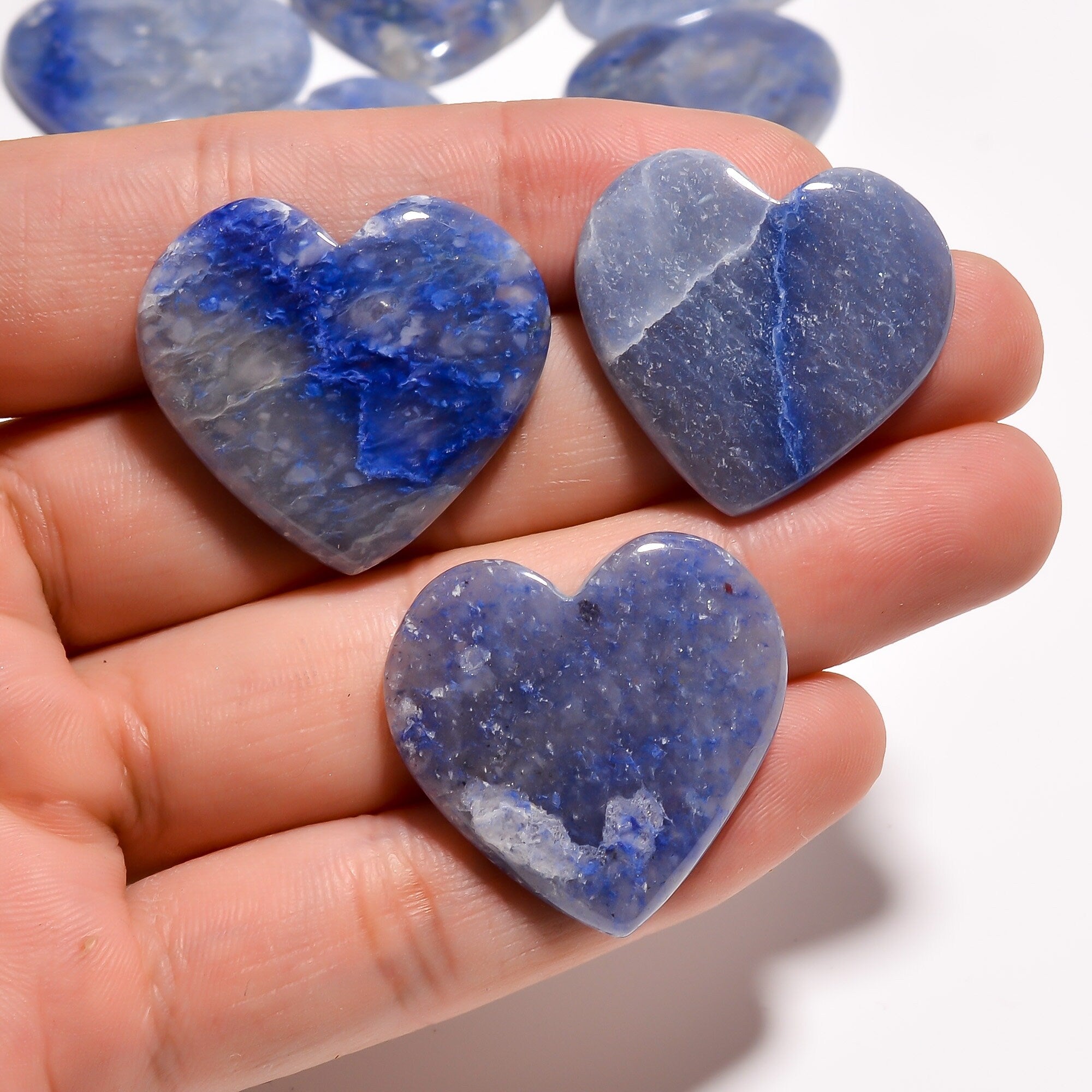 Blue Opal Heart Cabochon, Natural Gemstone, Jewelry Making - image 3