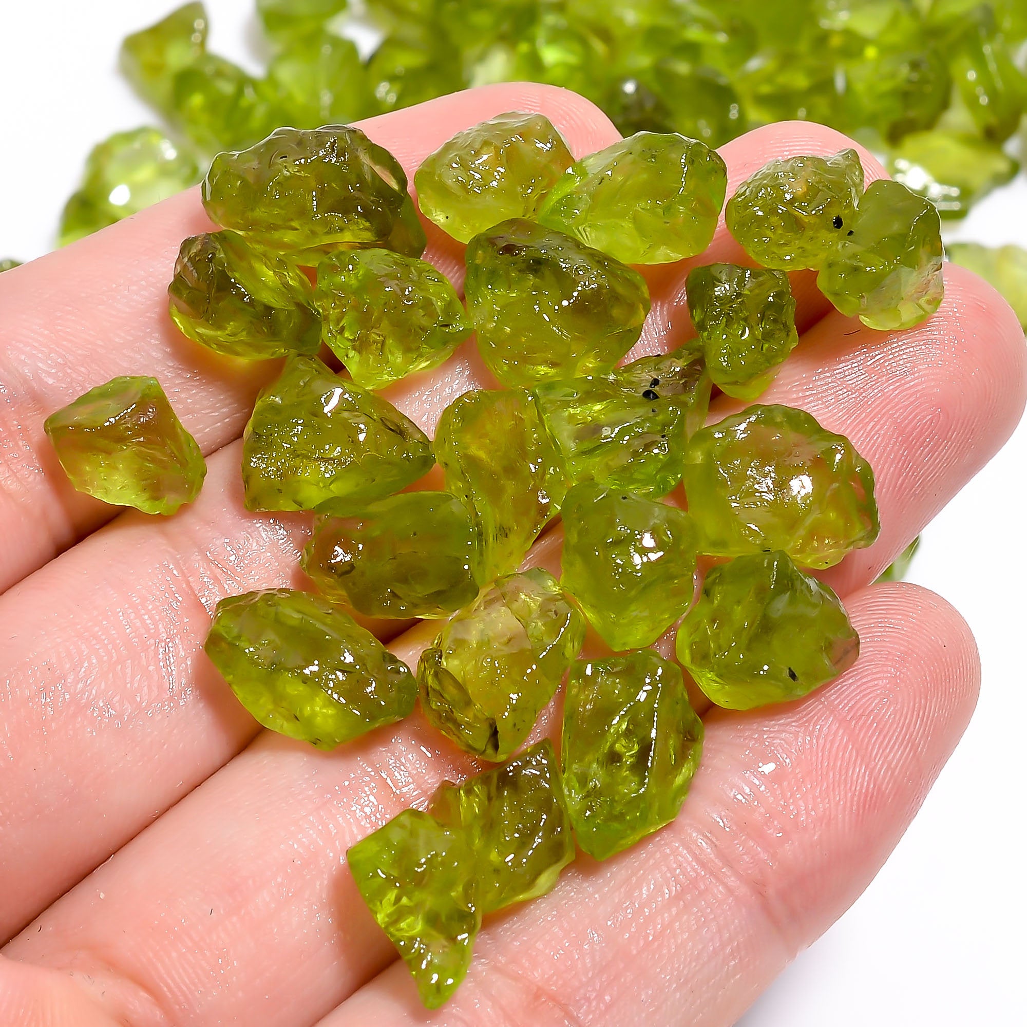 Raw Peridot Gemstone Lot: Loose Crystal Chips, Jewelry Making (6-10mm) - image 4