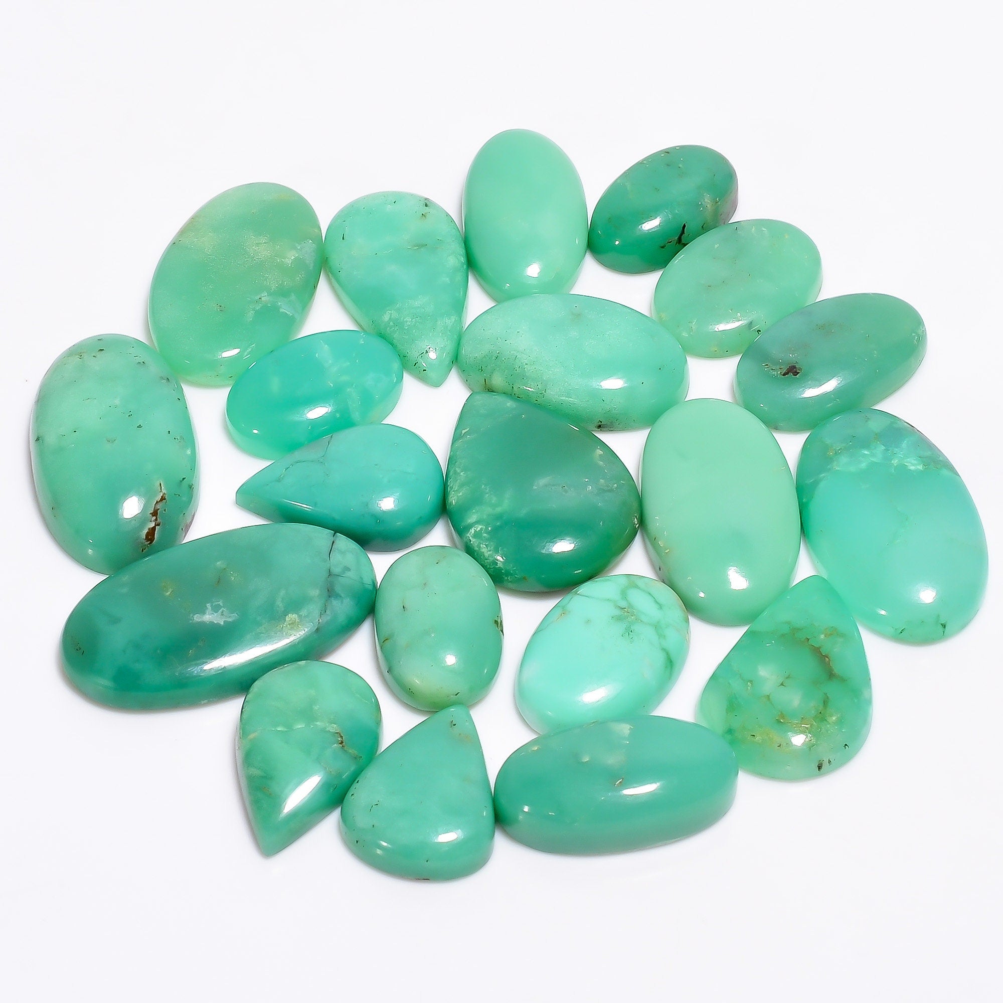 Green Chrysoprase Cabochon Gemstone, Mix Shape Crystal Pendant (20 to 30 mm)