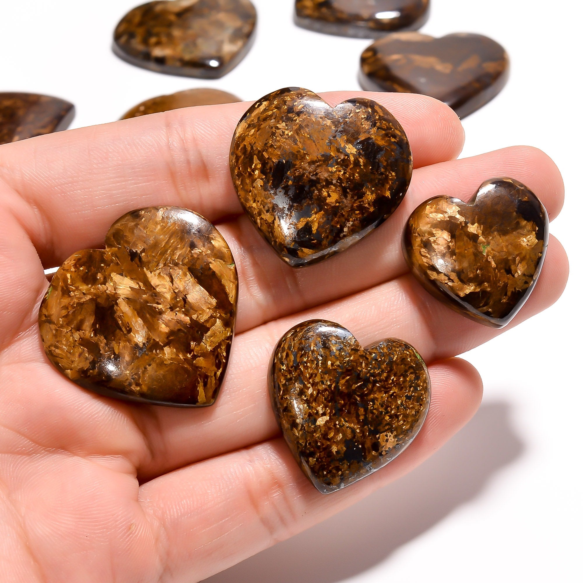 Bronzite Heart Cabochon, Natural Gemstone for Jewelry Making - image 3