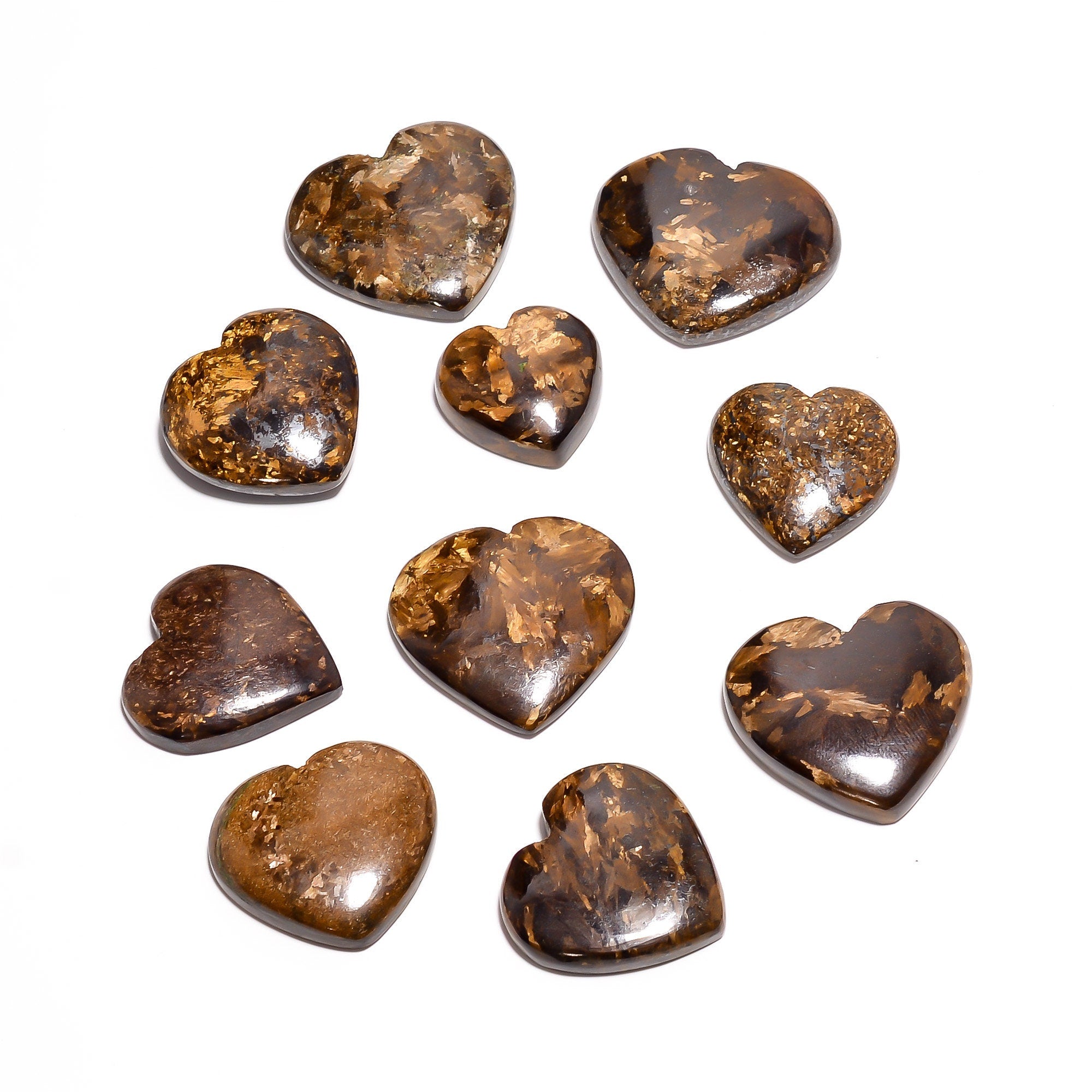 Bronzite Heart Cabochon, Natural Gemstone for Jewelry Making - image 2
