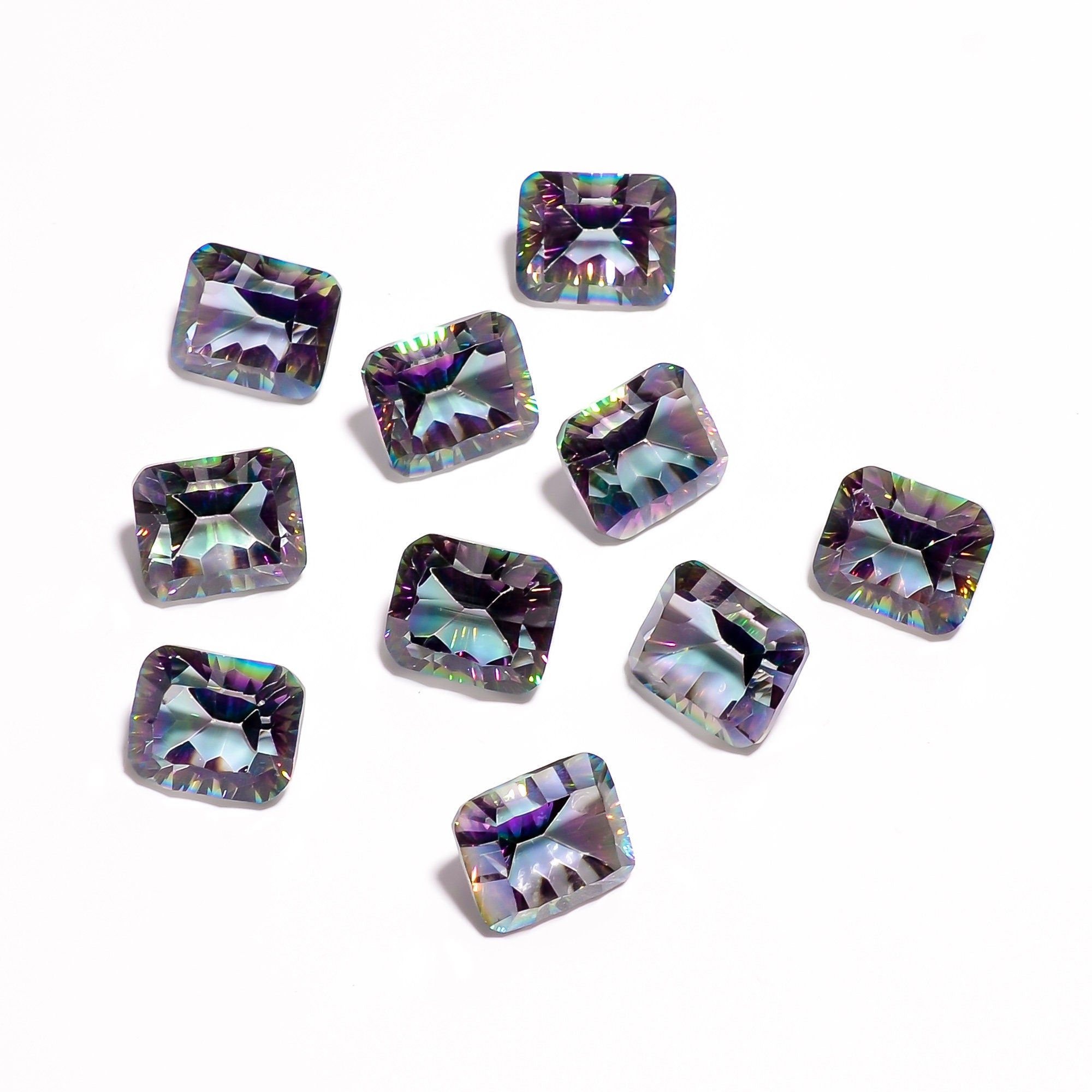 Faceted Mystic Quartz Gemstone, Emerald Cut, Jewelry Making (12x10 mm) - image 3