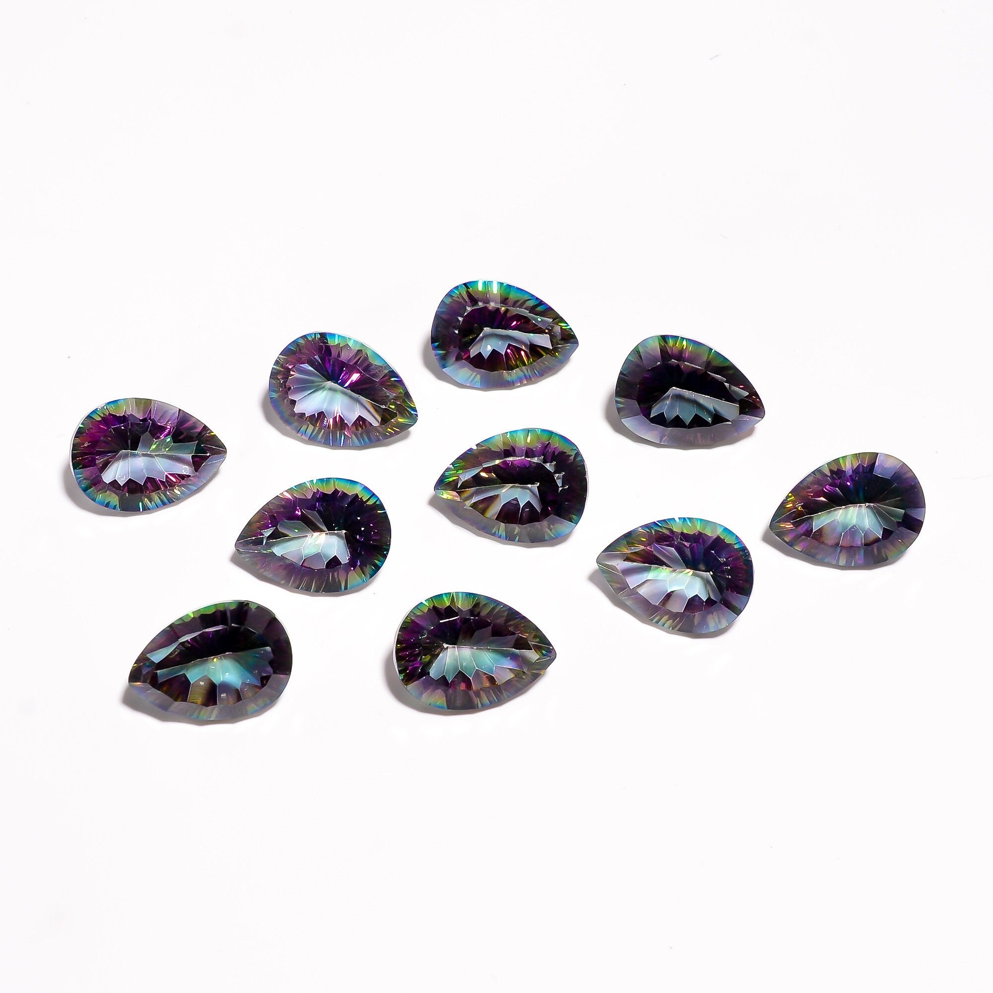 Pear Mystic Quartz Gemstone: Faceted Jewelry Making Supply (18X13 mm, 16X12 mm) - image 3