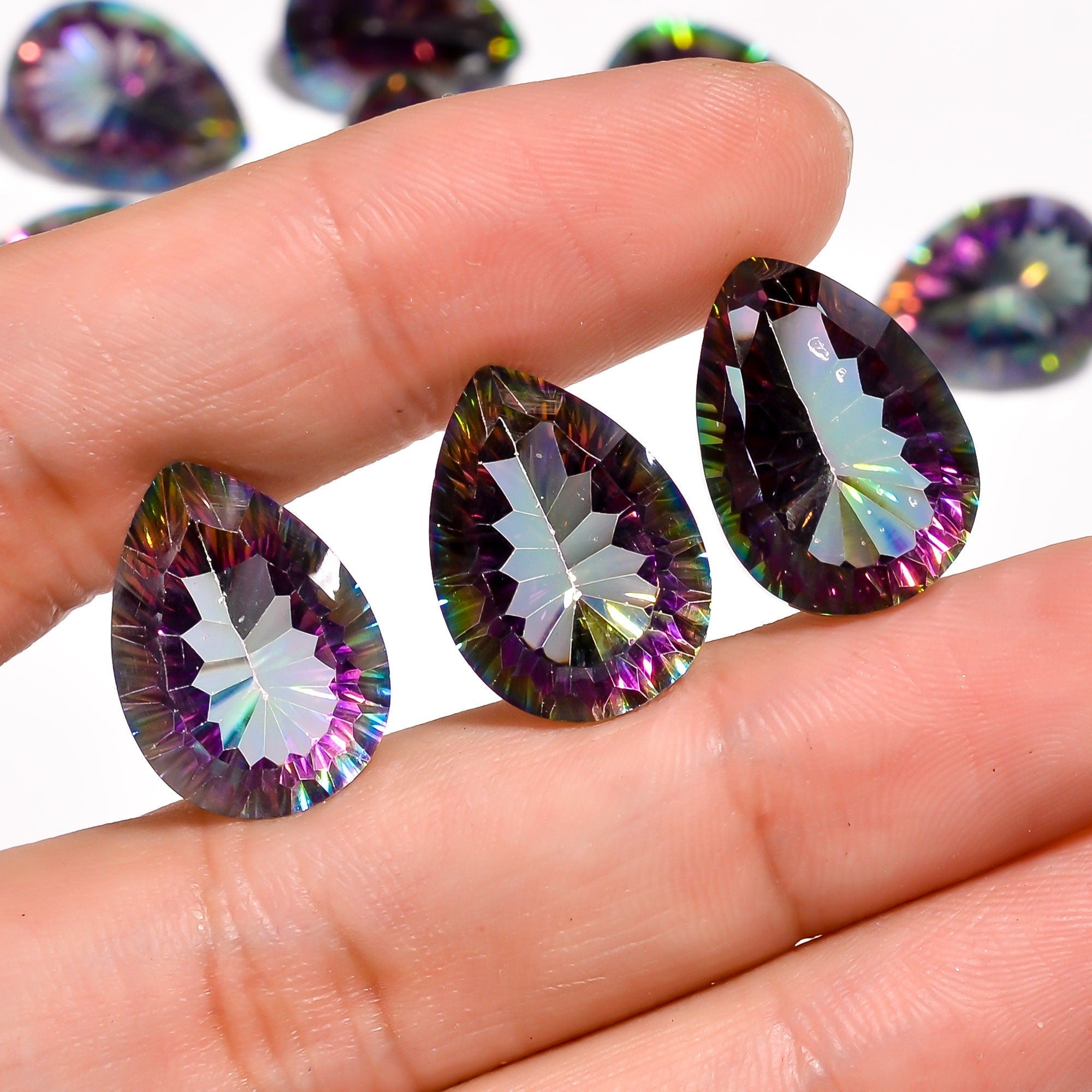 Pear Mystic Quartz Gemstone: Faceted Jewelry Making Supply (18X13 mm, 16X12 mm)