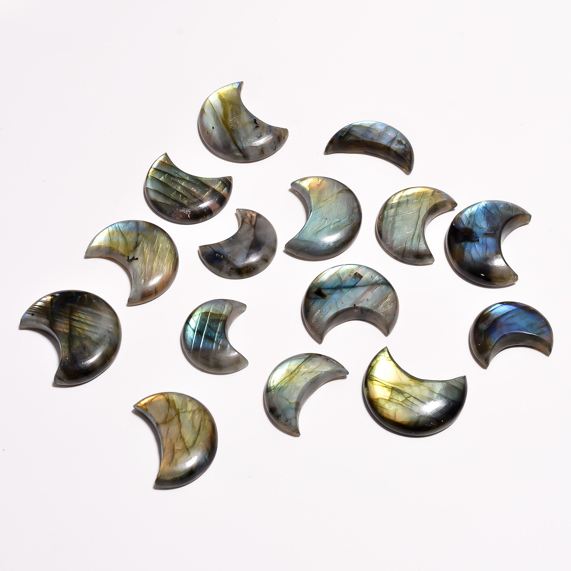 Labradorite Moon Cabochon, Natural Gemstone, Jewelry Making (20-30mm) - image 3