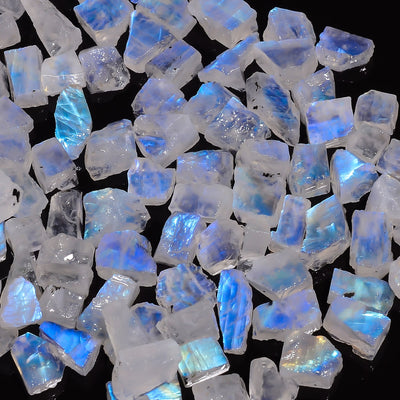 Natural Moonstone Rough Blue Fire Adularescence Gemstone Parcel for Jewelry Making