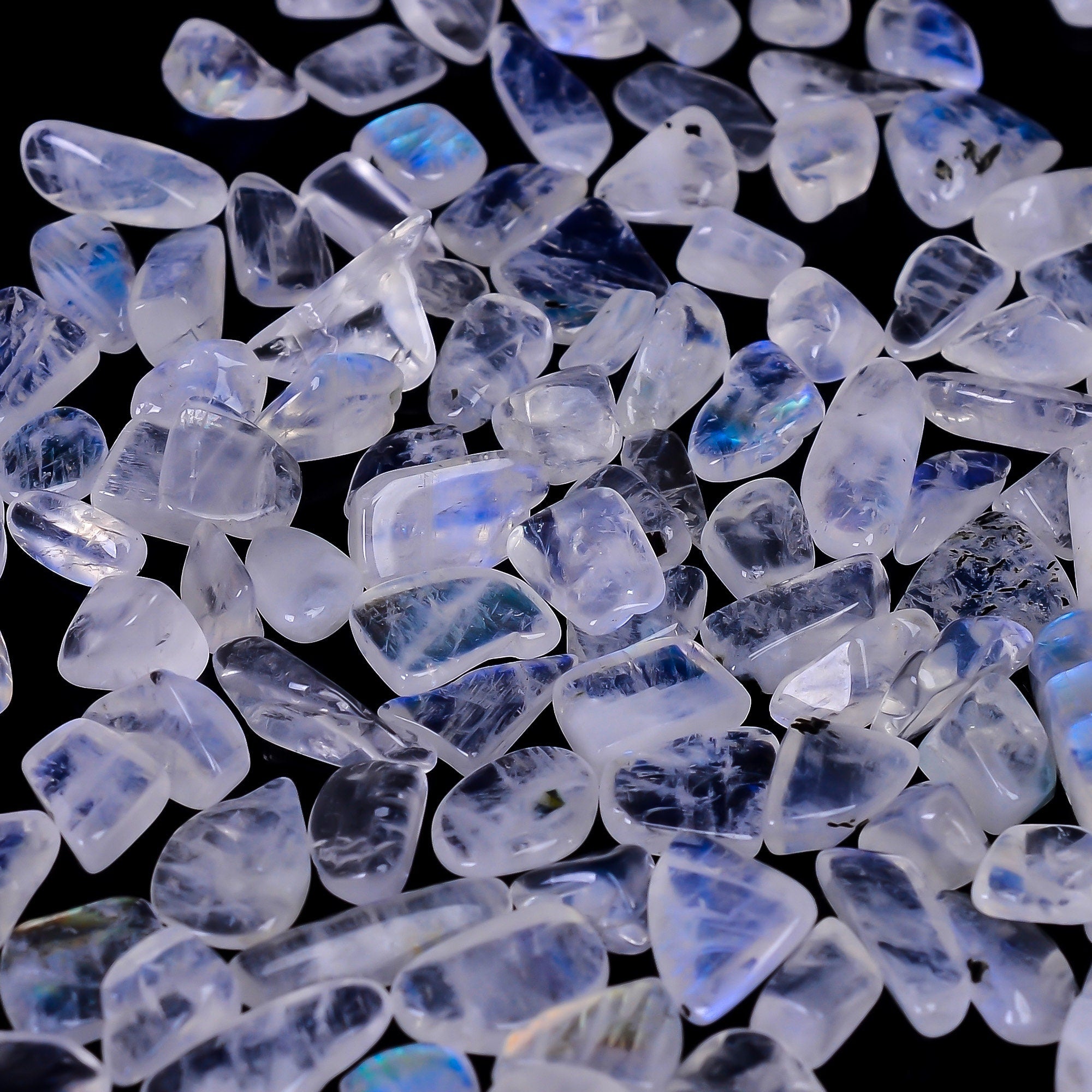 Rainbow Moonstone Chips Raw Gemstone: Natural Blue Fire Healing Crystal. - image 3