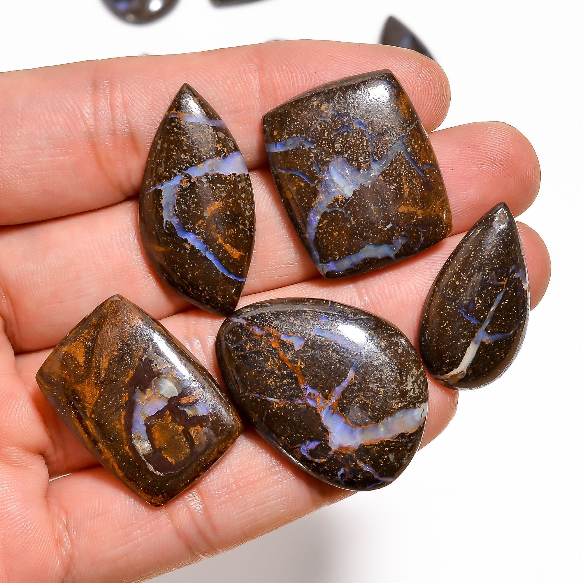 Natural Boulder Opal Cabochon Lot, Designer Jewelry Making Supply - image 3
