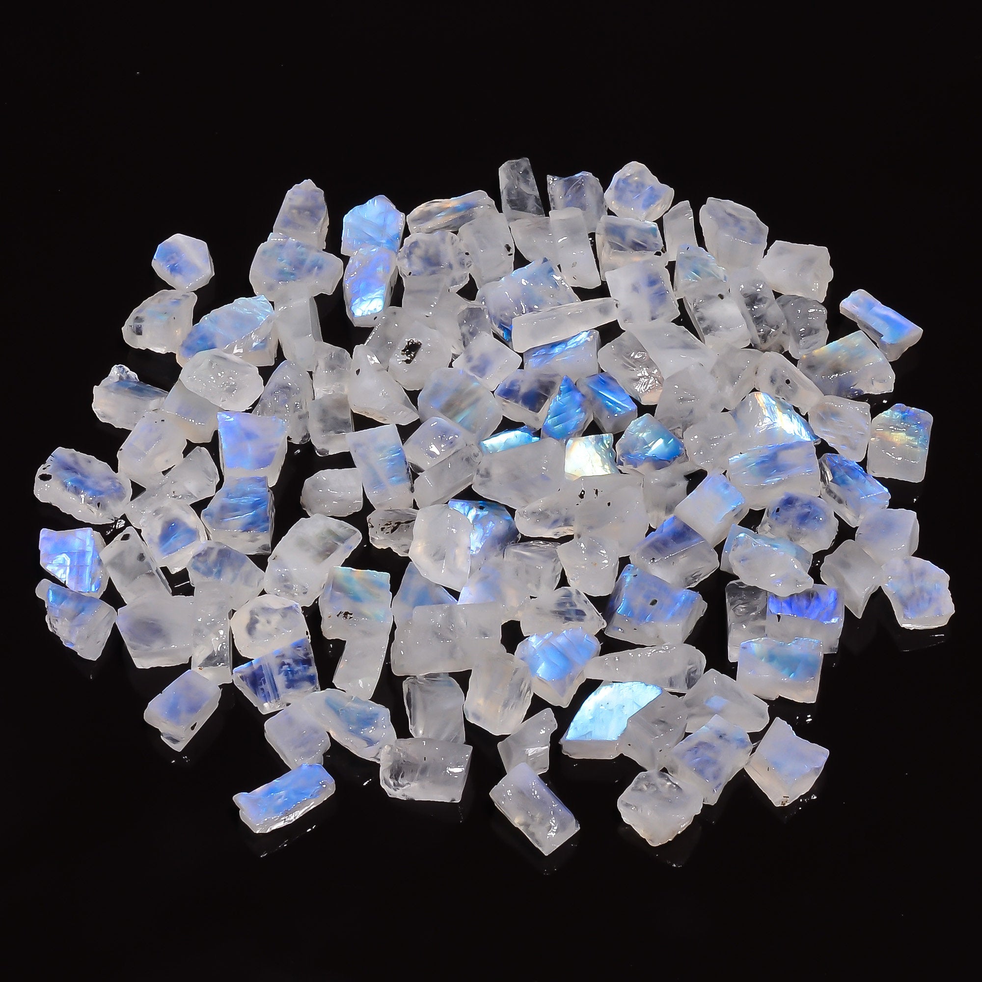 100 Cts AAA Rainbow Moonstone Rough Lot, Blue Fire Crystals - image 5