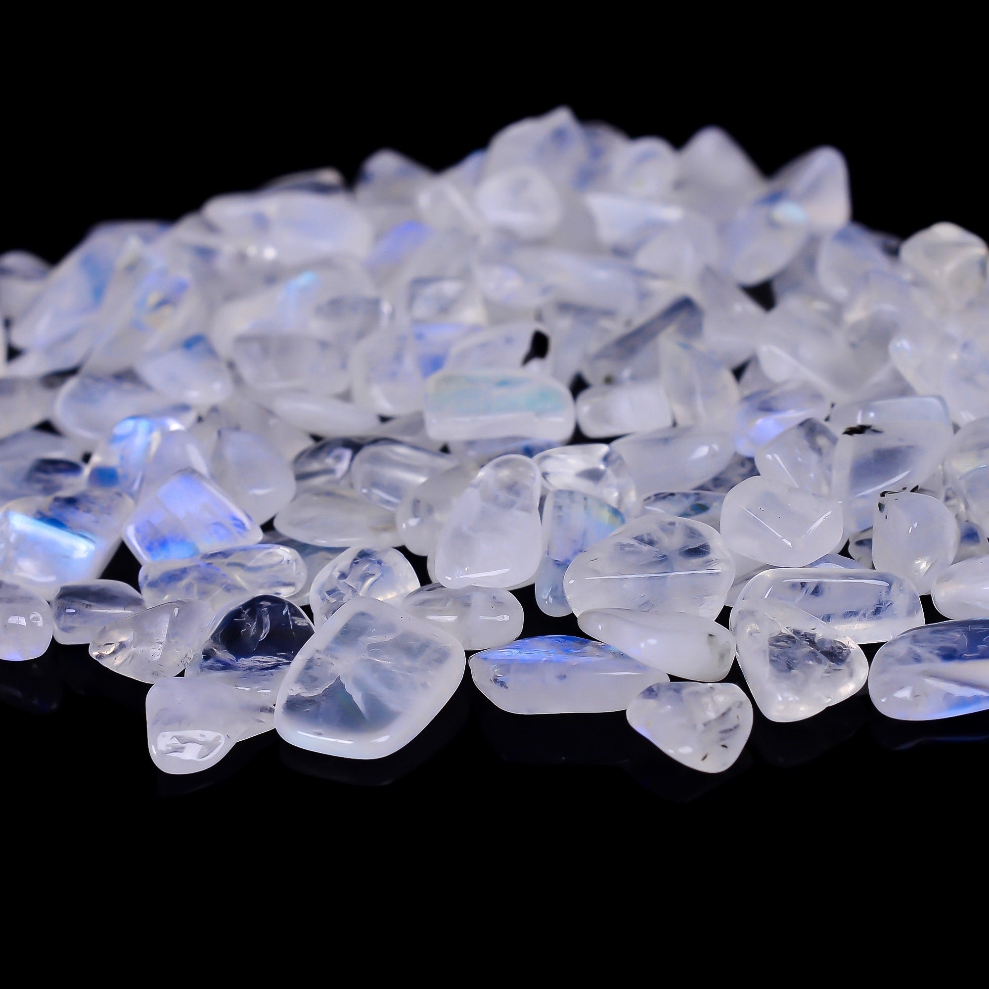 50 Cts Rainbow Moonstone Rough, Blue Fire Gemstone Chips, Healing Crystals - image 3