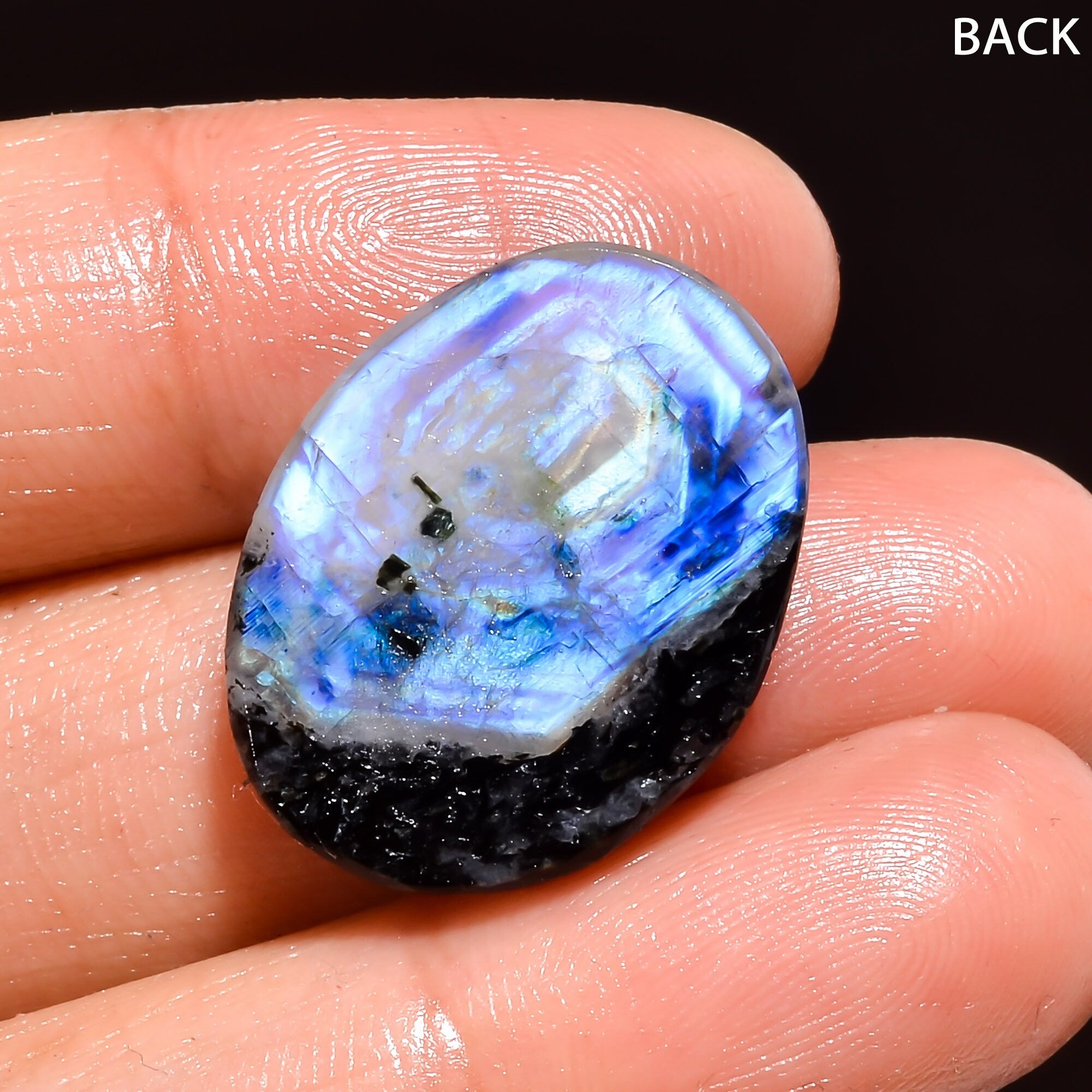 Natural Tourmalited Moonstone Cabochon, Loose Gemstone, Jewelry Making - image 2