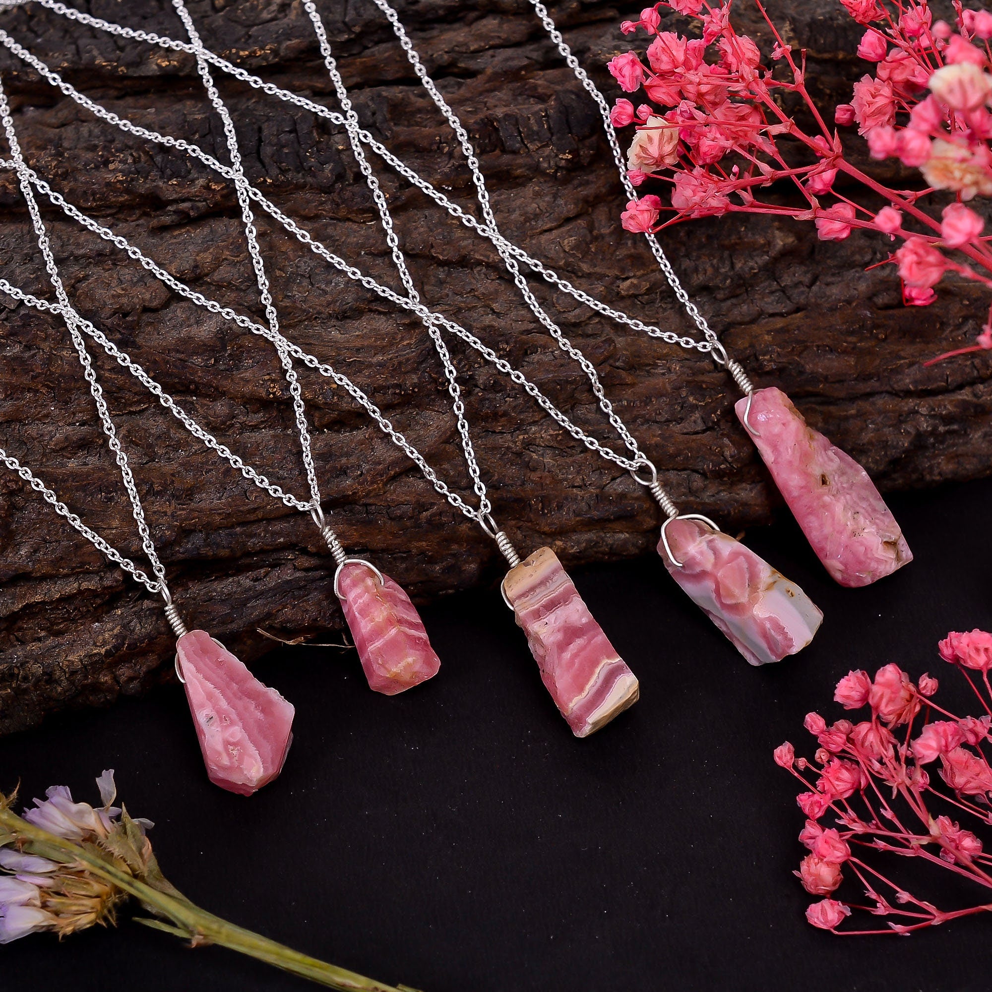 8 Cts to 12 Cts Pink Rhodochrosite Pendant (Approx. 10 mm to 15 mm)