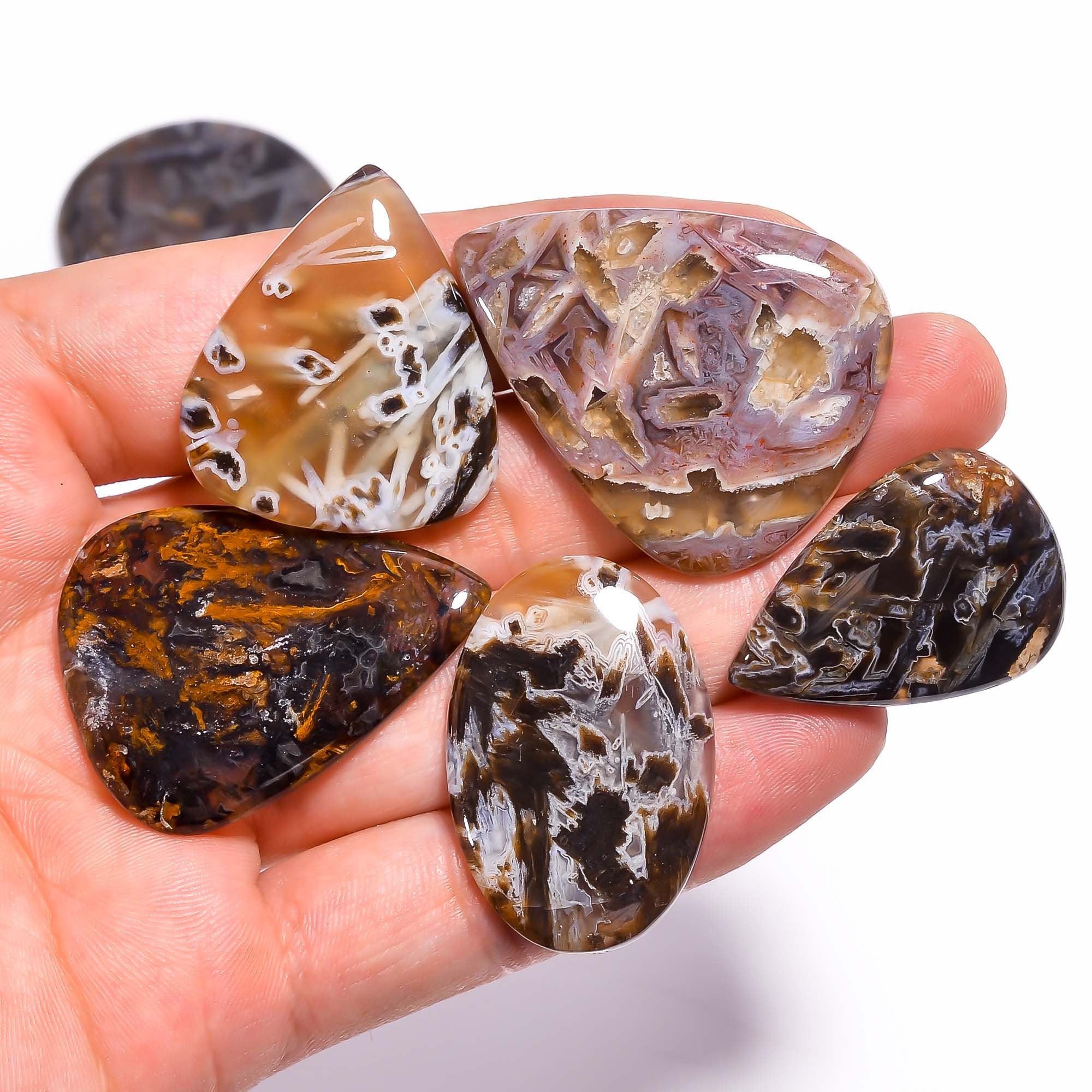 AAA Natural Turkish Stick Agate Cabochon Lot: Mix Jewelry Making Gemstone - image 10