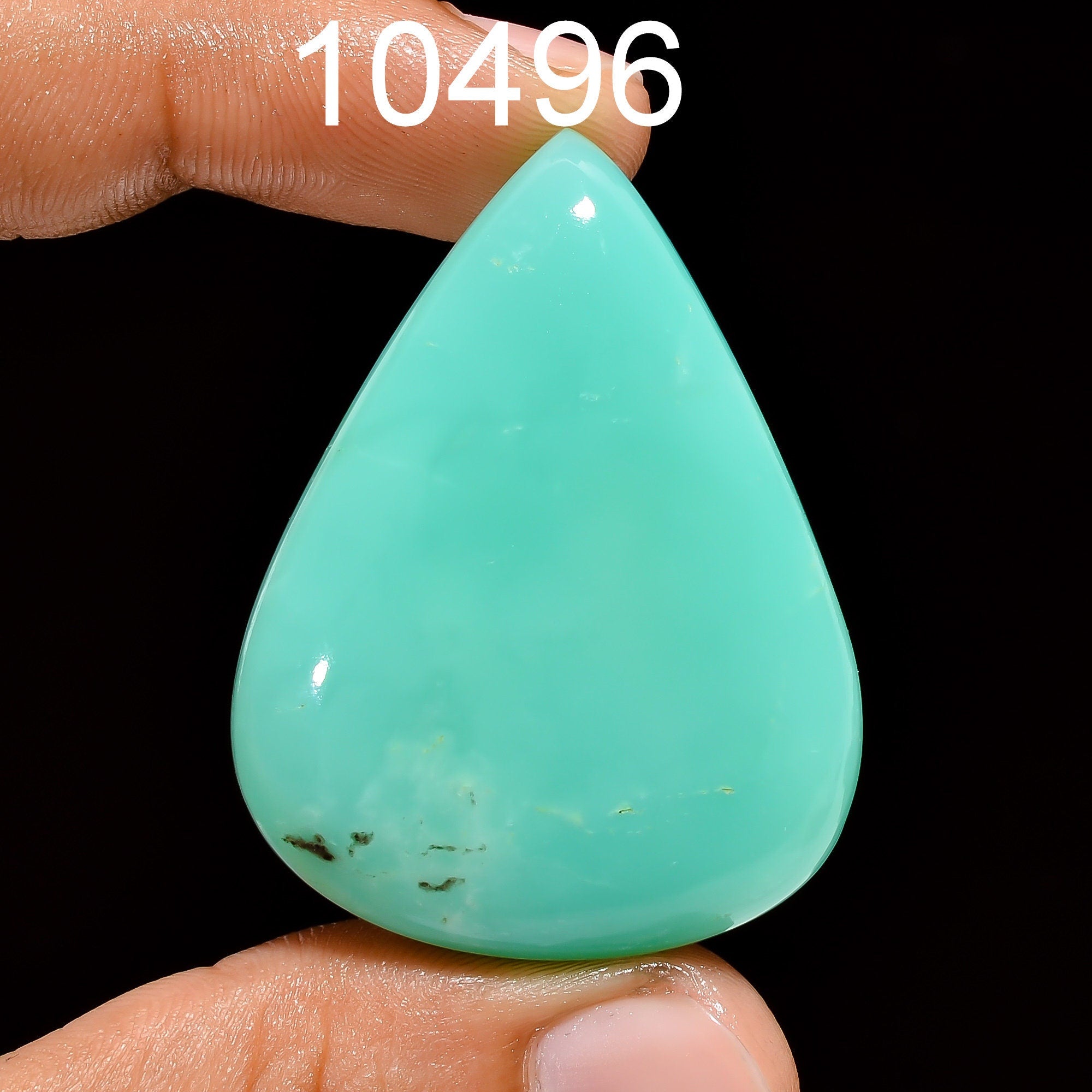 Natural Green Chrysoprase Cabochon, Handmade Oval Loose Stone - image 3